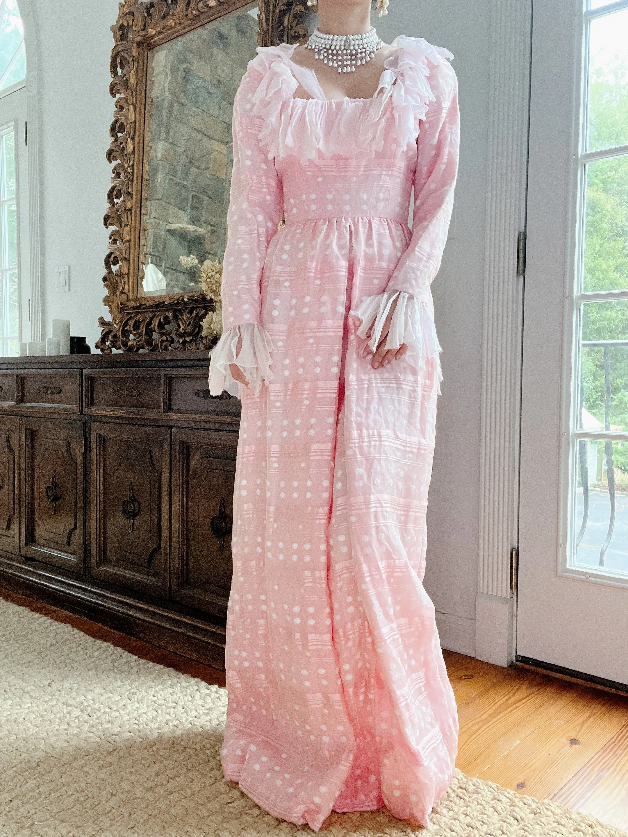 1960s Pink Organza Square Neck Gown - XS/S