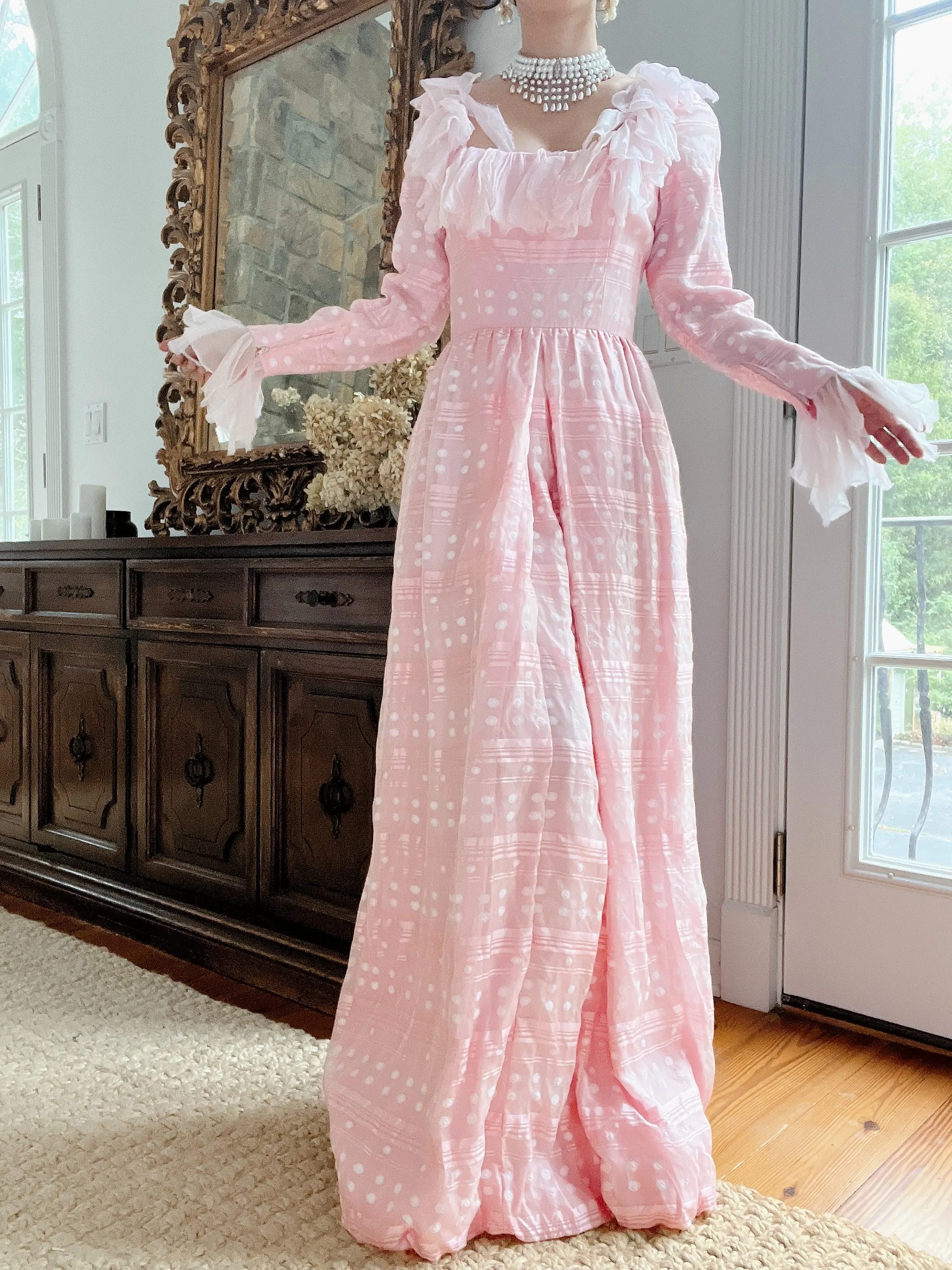 1960s Pink Organza Square Neck Gown - XS/S