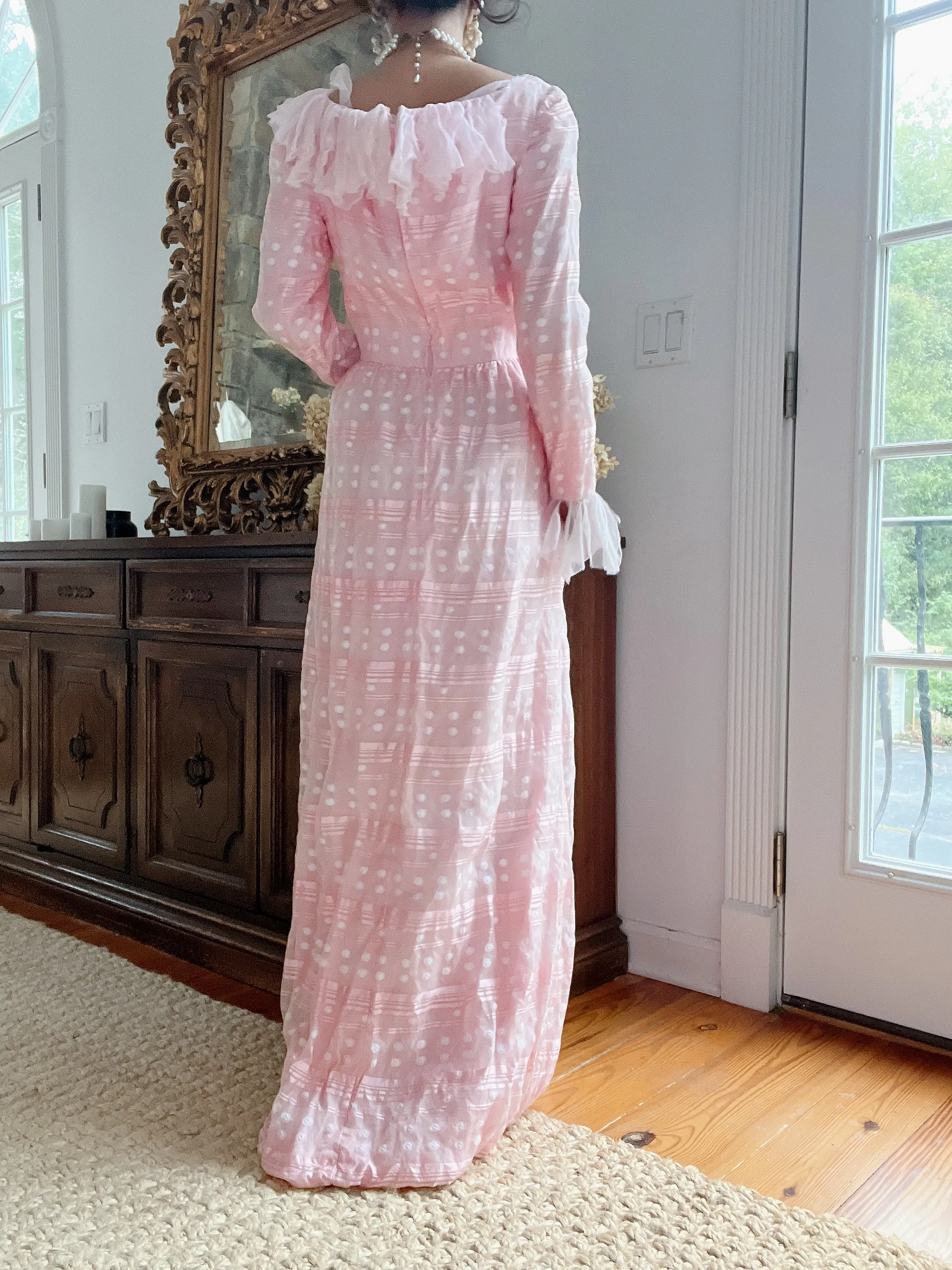 1960s Pink Organza Square Neck Gown - XS/S