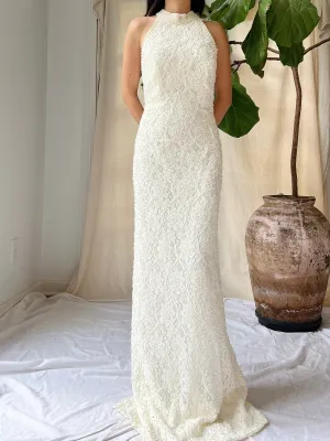 1990s High Neck Lace Gown - M/L