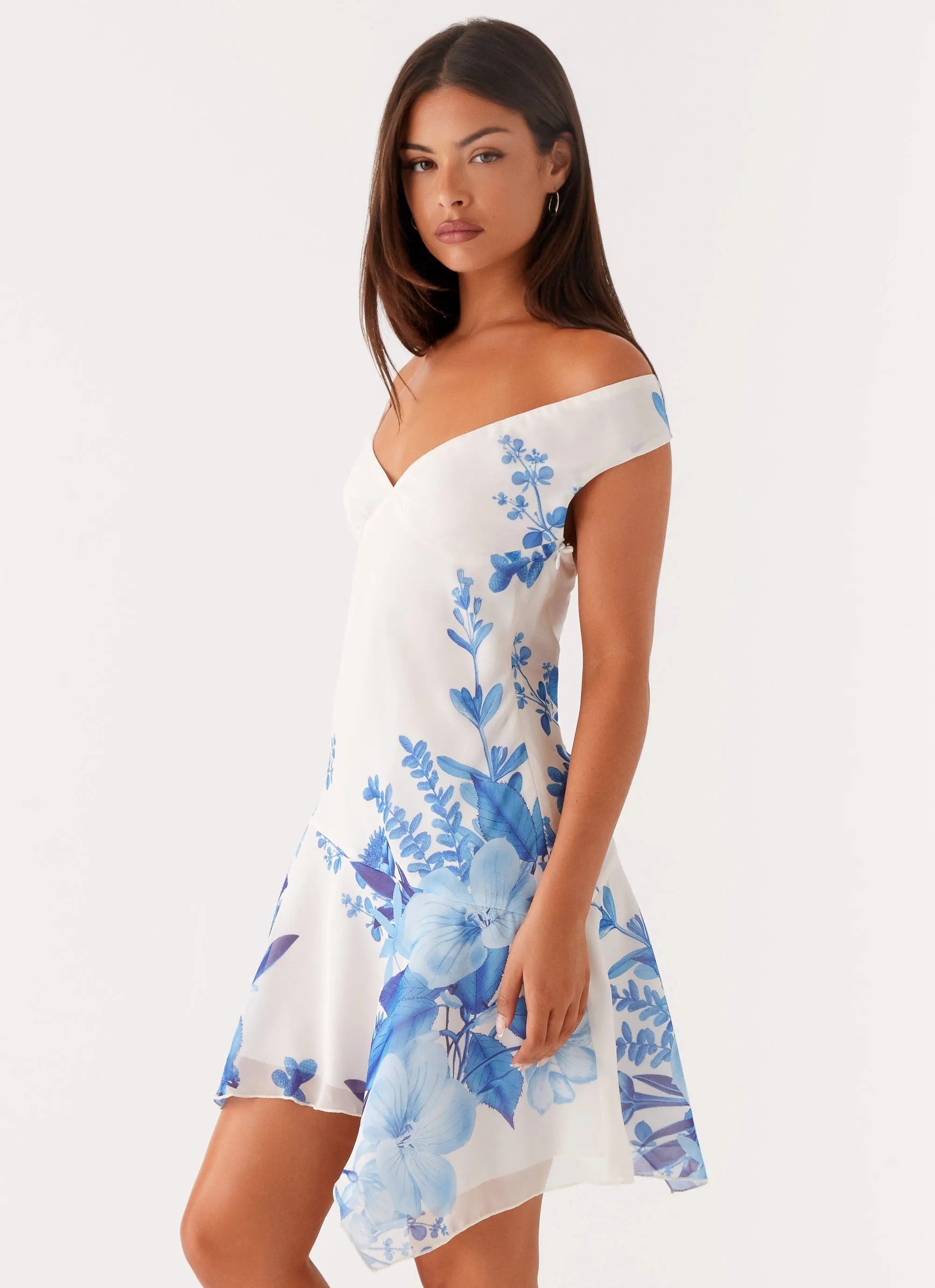 Alma Mini Dress - Blue Floral Print