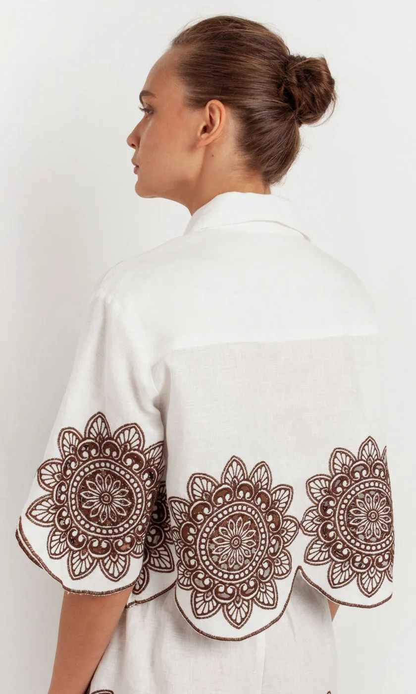 Archaic Kori Embroid Flower Shirt