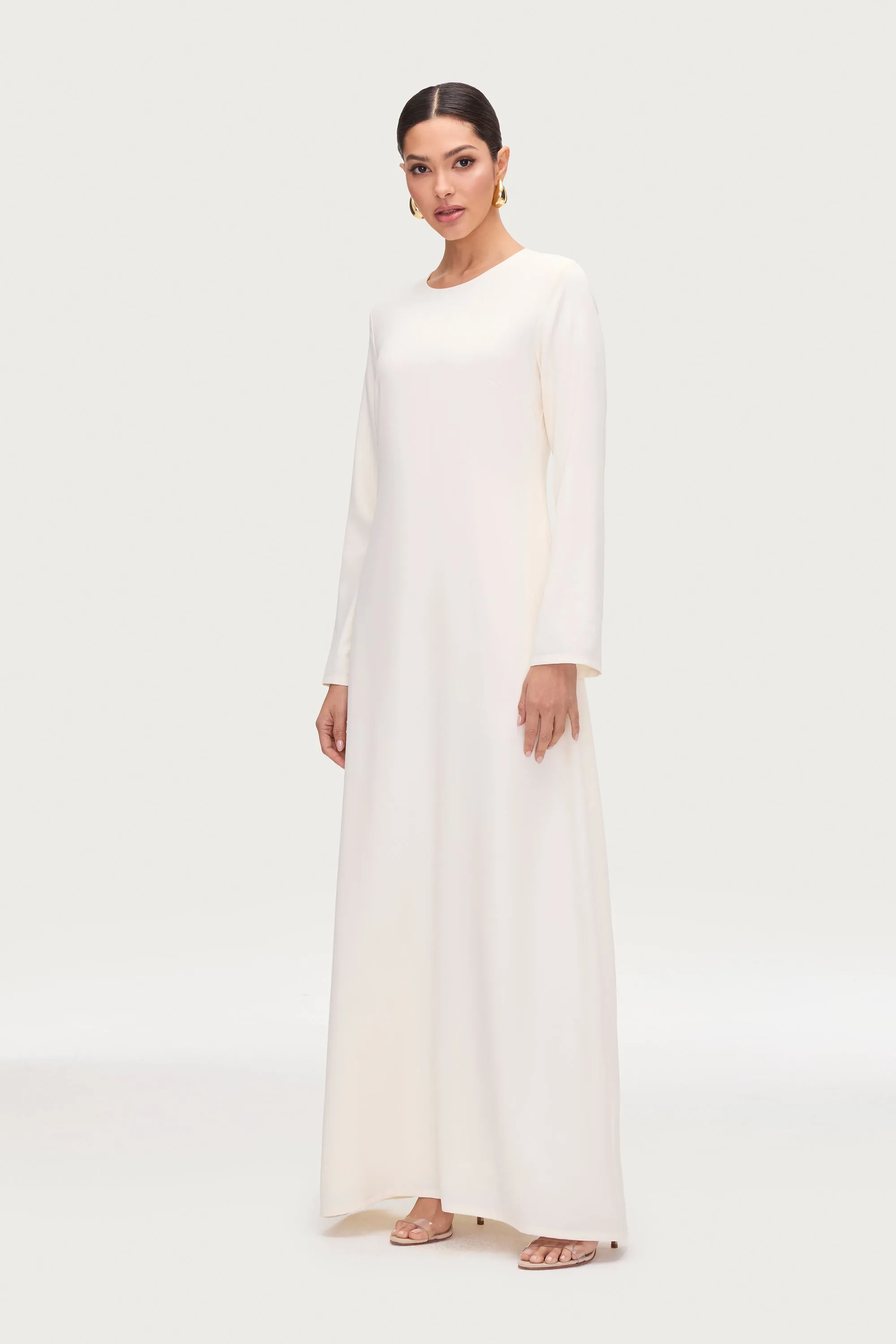 Basic Long Sleeve Maxi Dress - Moonbeam