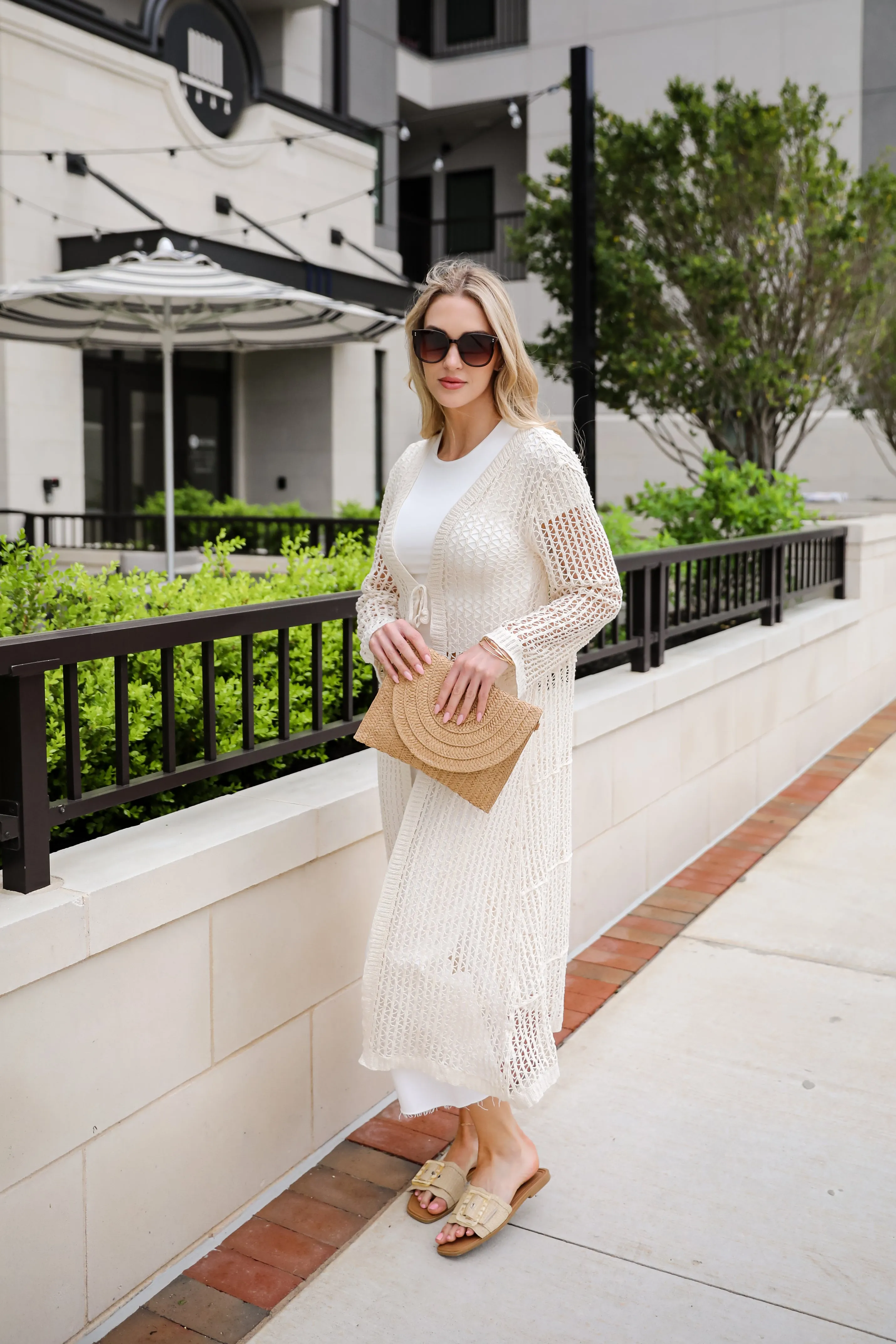 Beachy Tidings Cream Crochet Longline Kimono