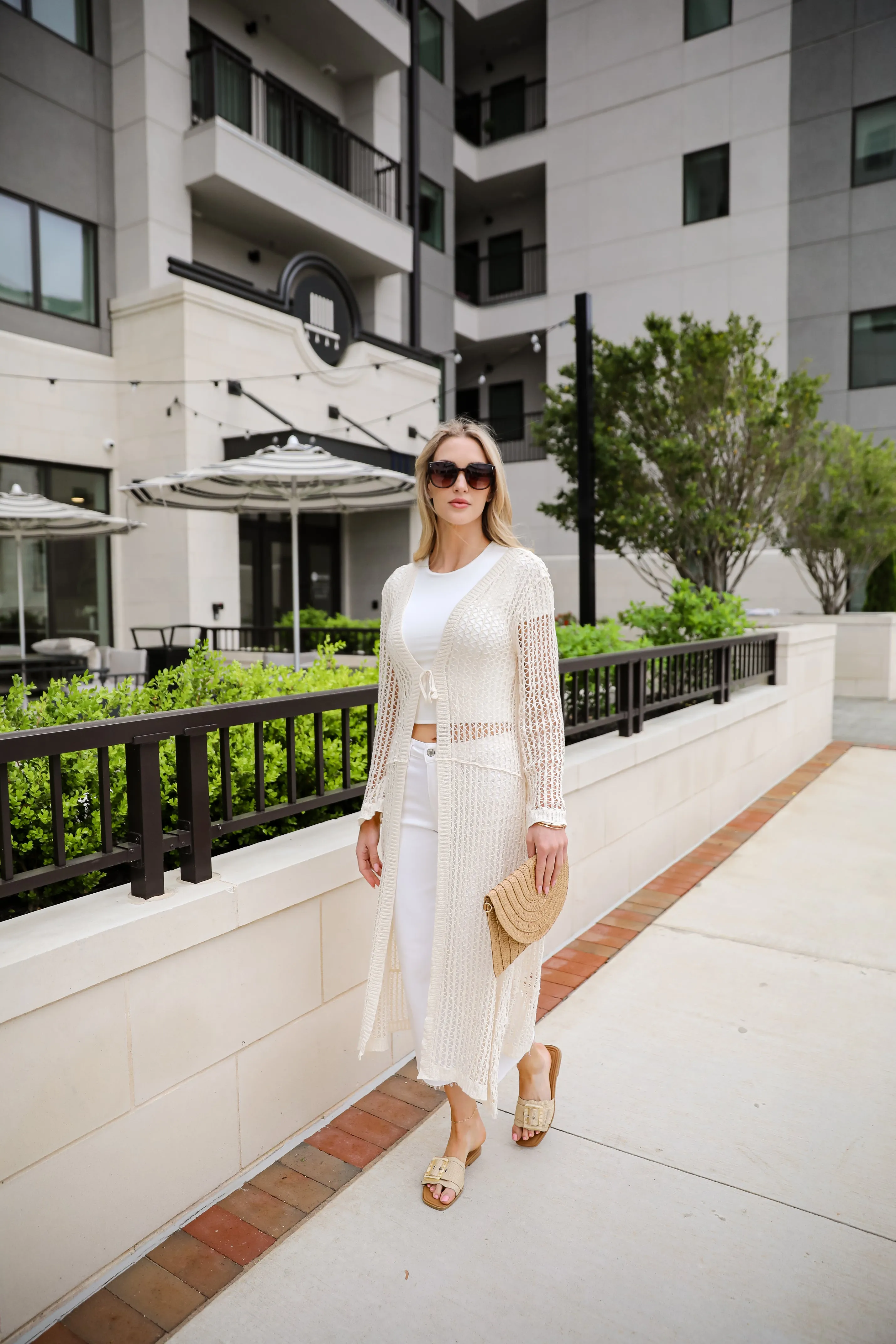 Beachy Tidings Cream Crochet Longline Kimono