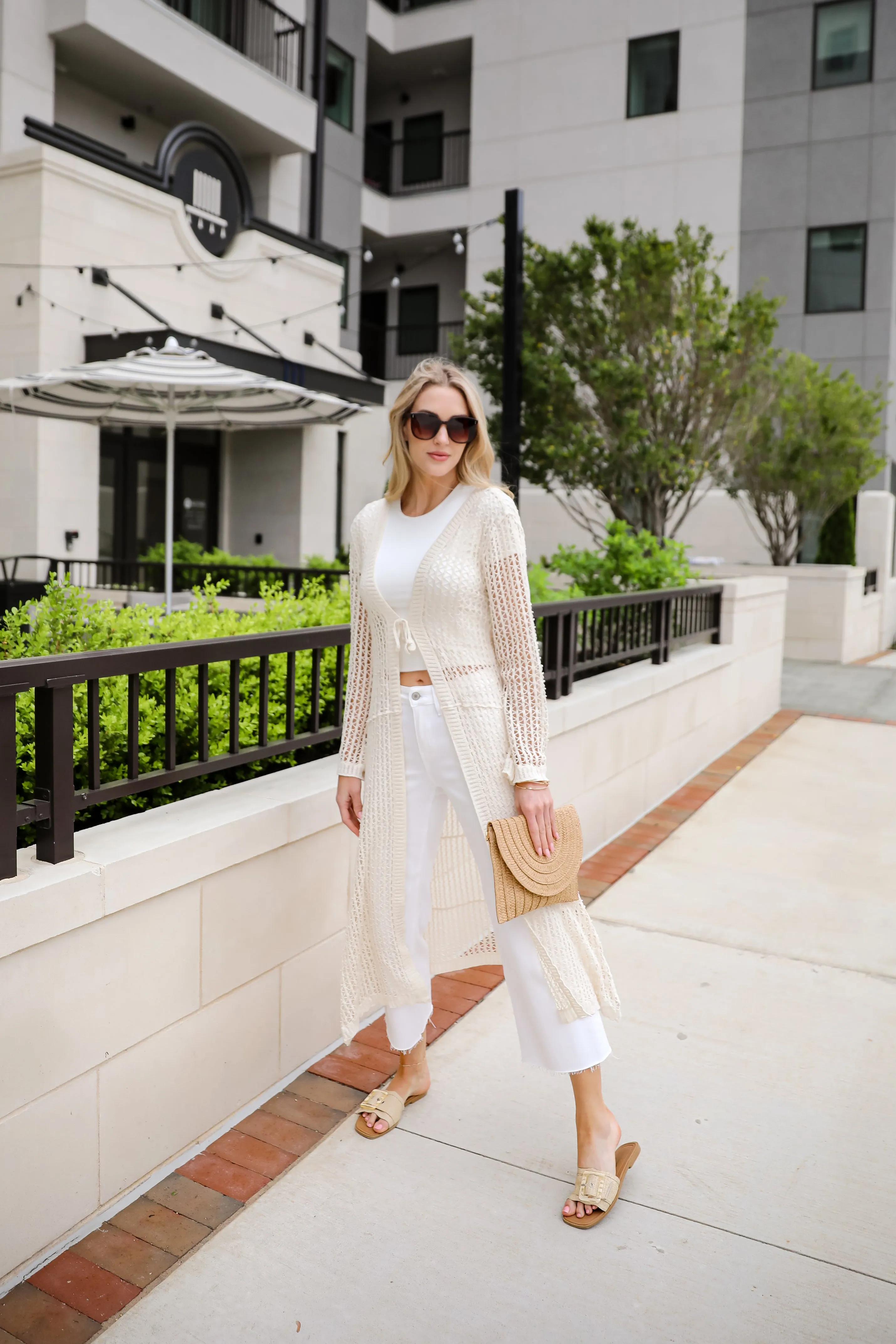 Beachy Tidings Cream Crochet Longline Kimono
