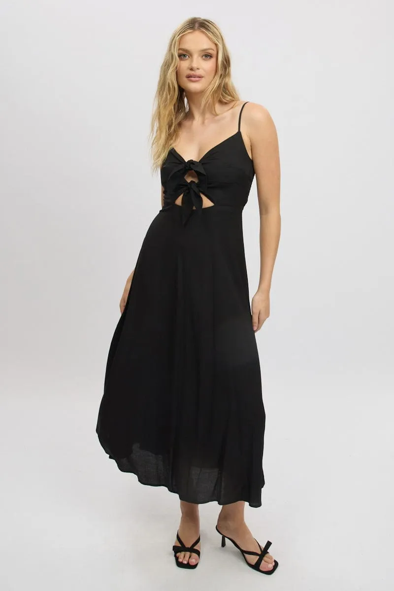 Black Maxi Dress Tie Detail Strappy