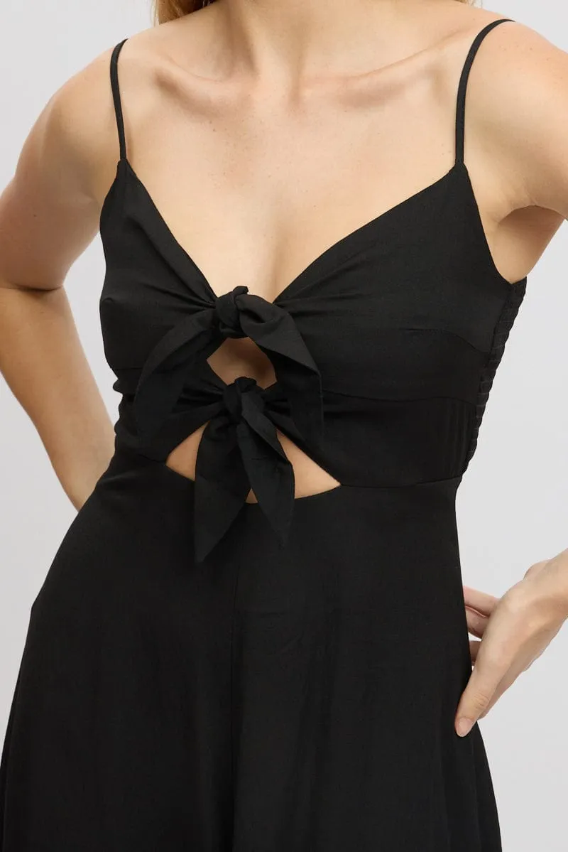 Black Maxi Dress Tie Detail Strappy