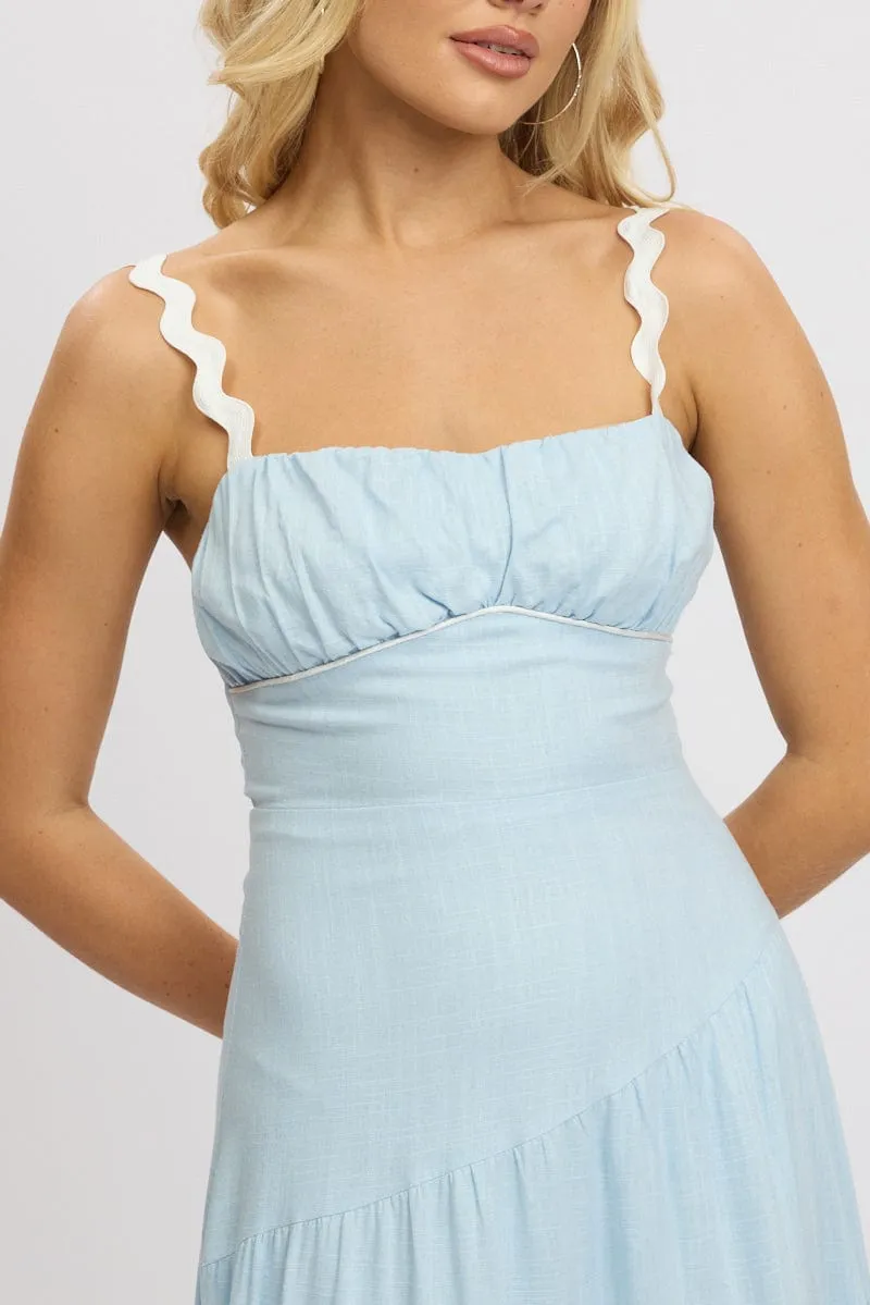Blue Maxi Dress Tiered Ric Rac