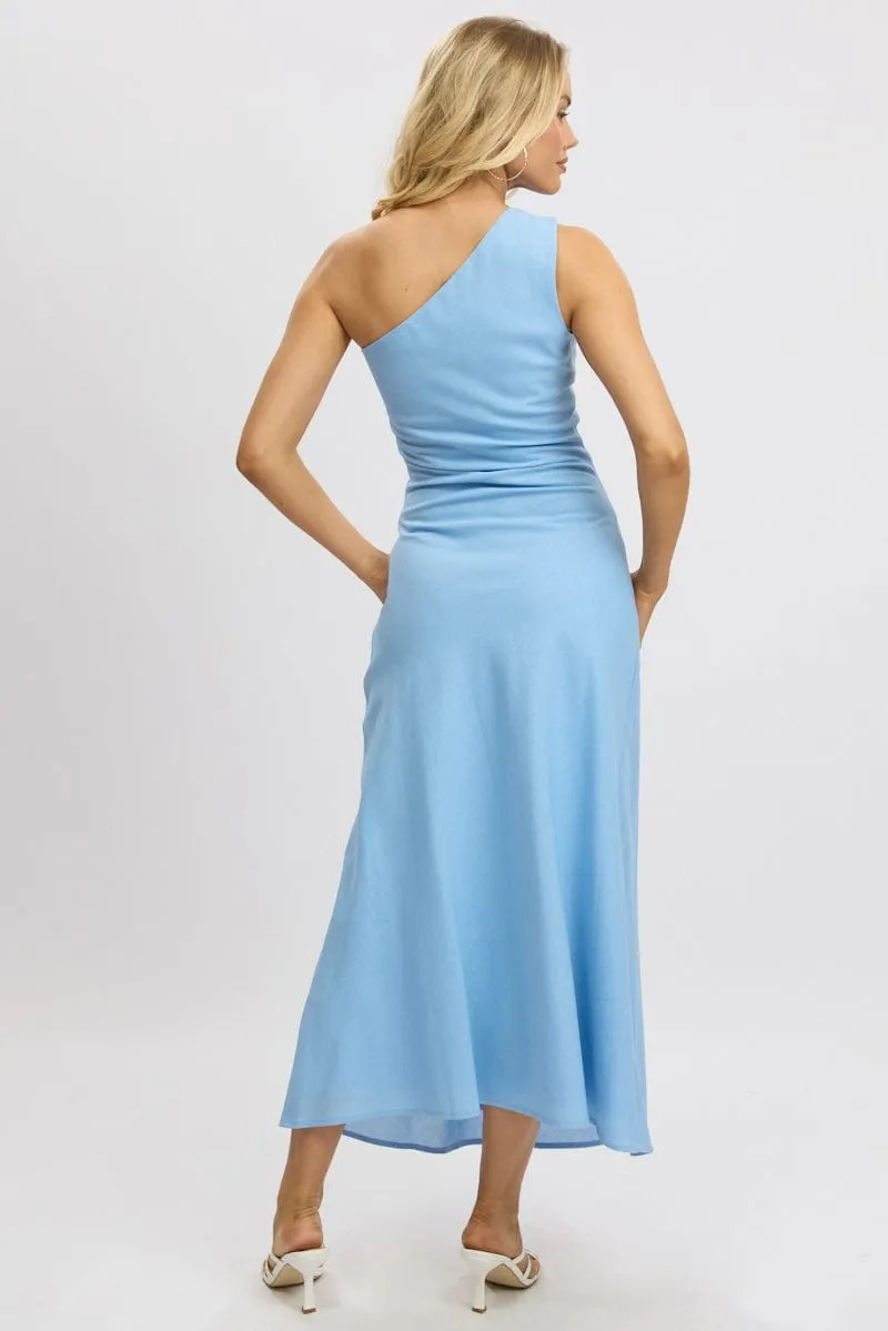 Blue One Shoulder Maxi Dress