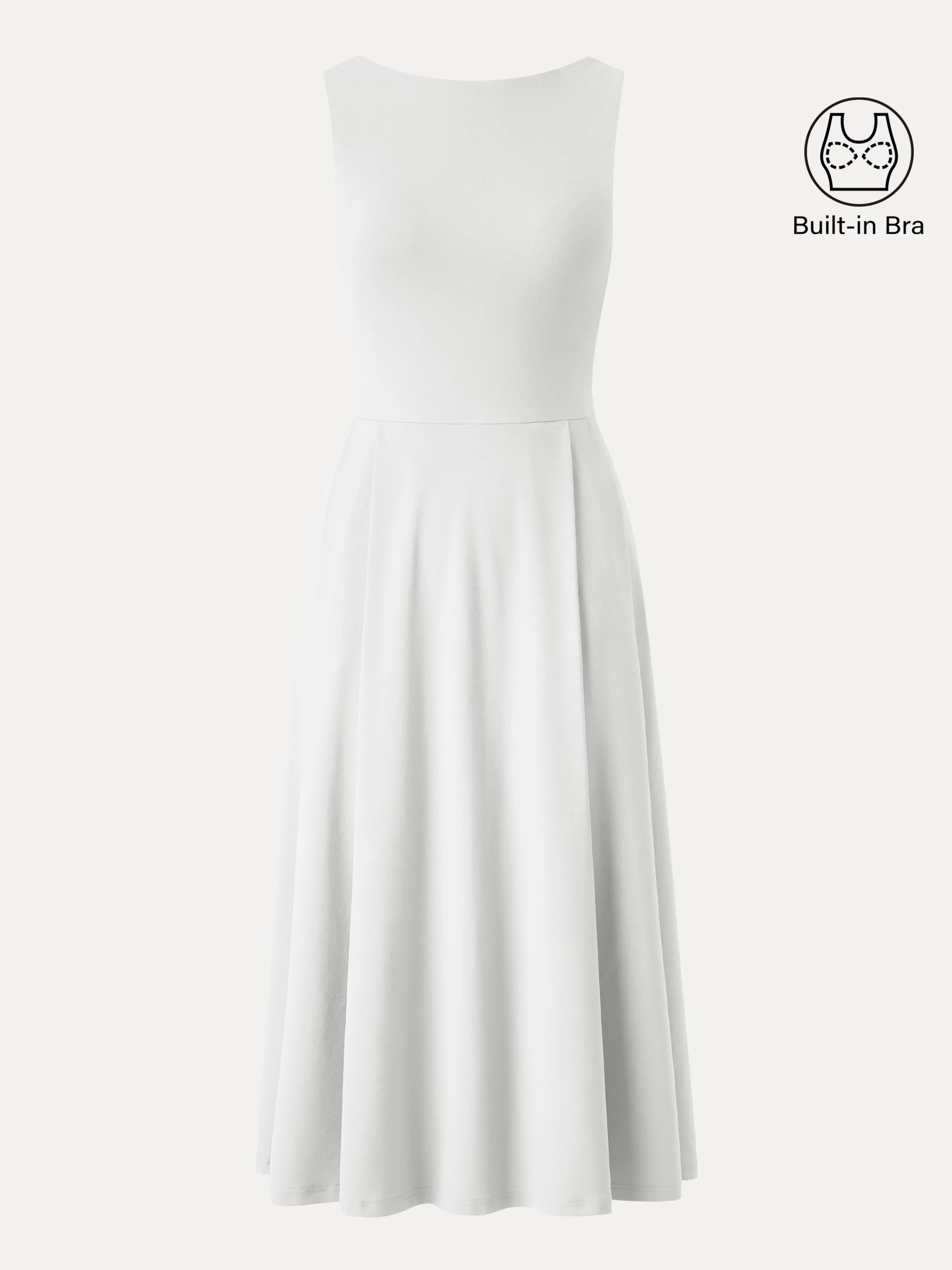 Boatneck Bamboo Ponte Brami Midi Dress with Pockets