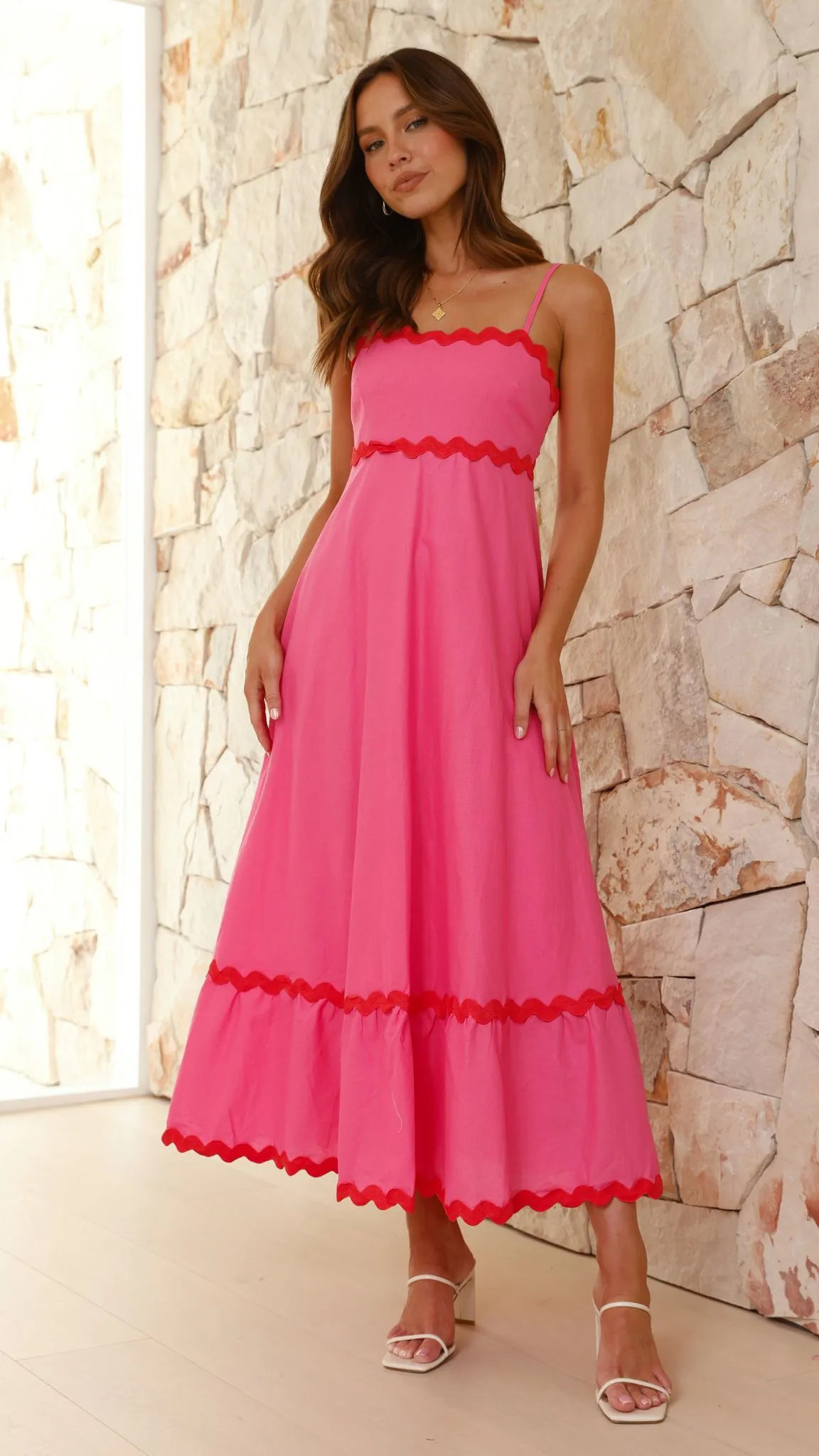 Brodey Midi Dress - Pink / Red