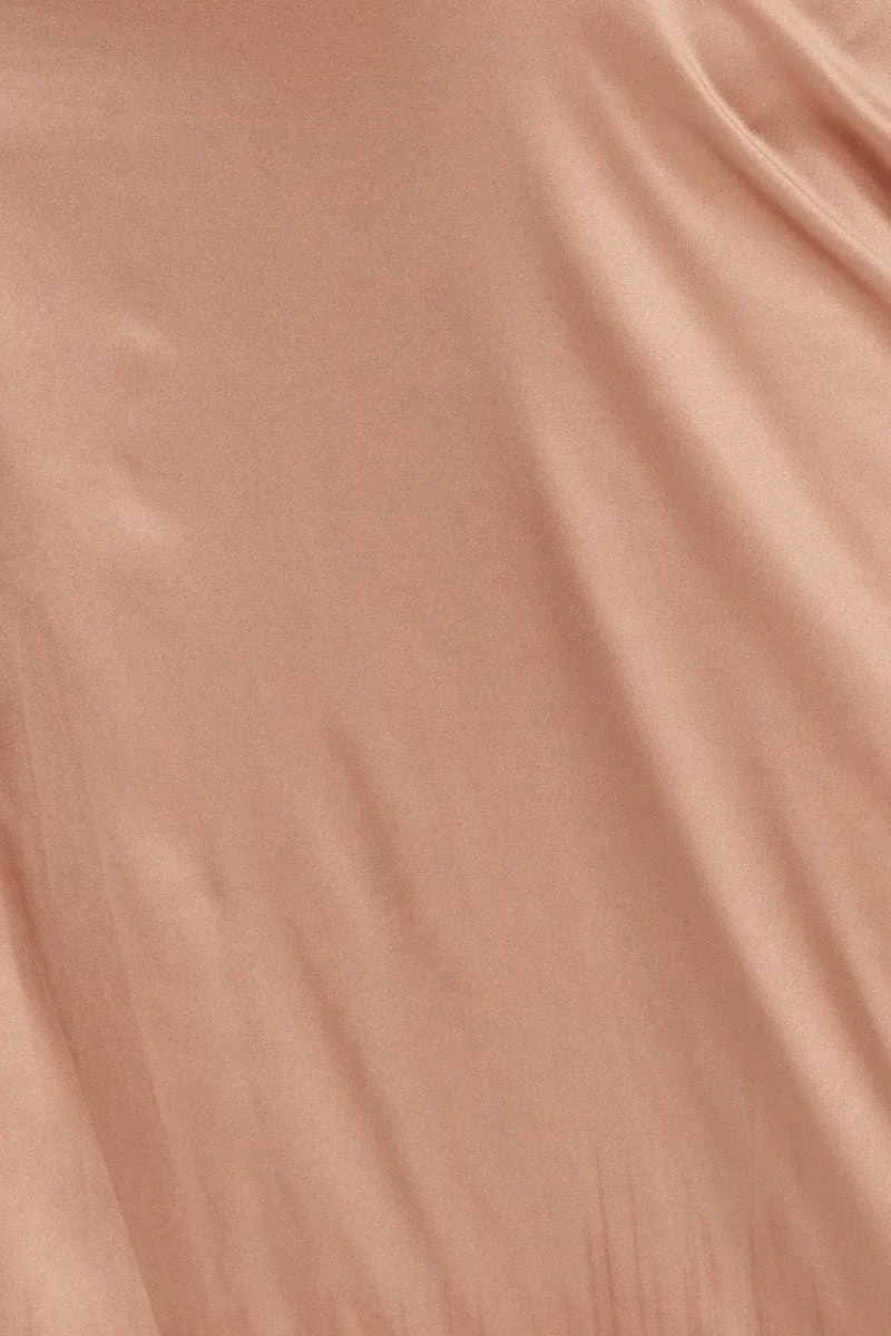 Brown Midi Dress Satin