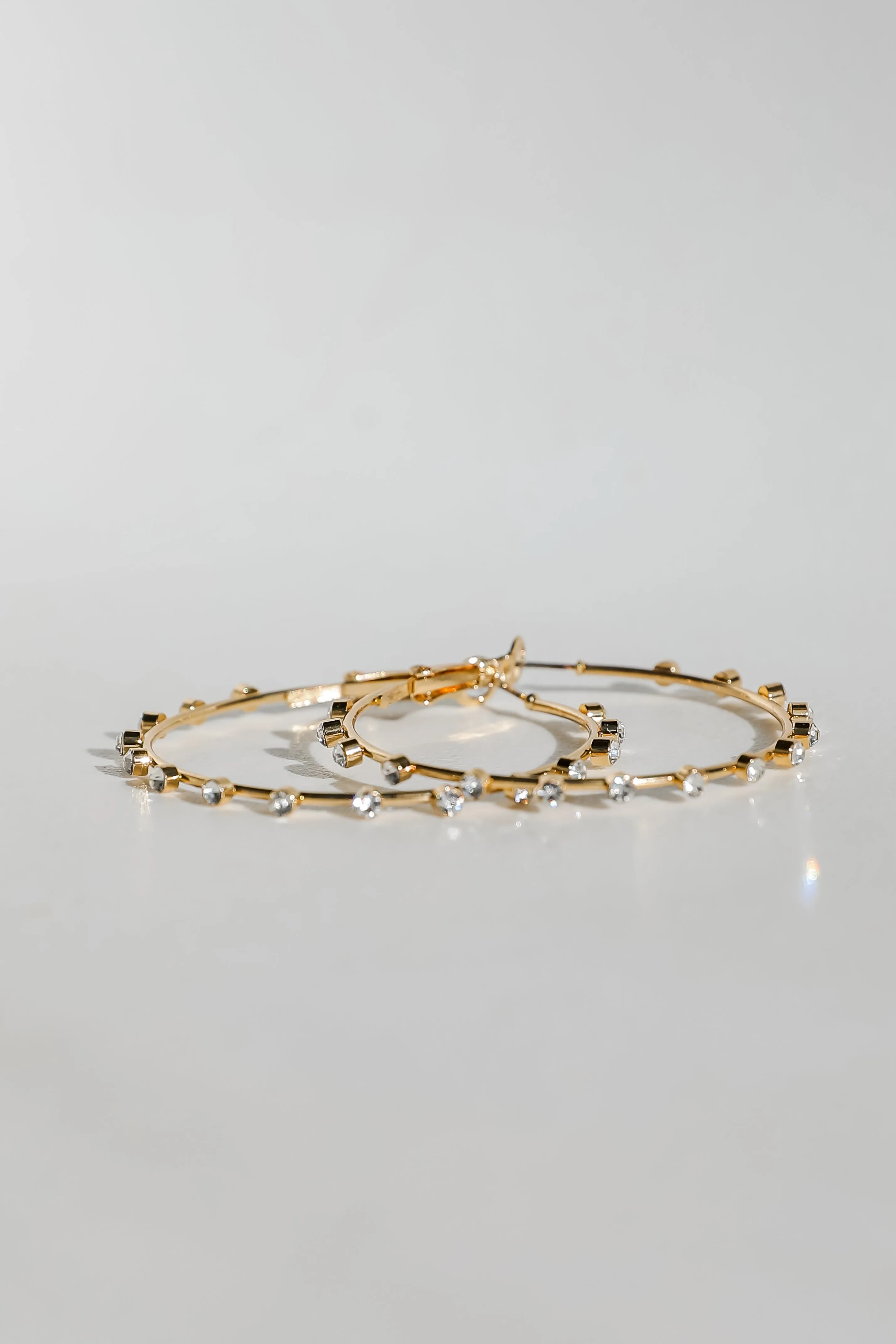Caroline Gold Rhinestone Hoop Earrings