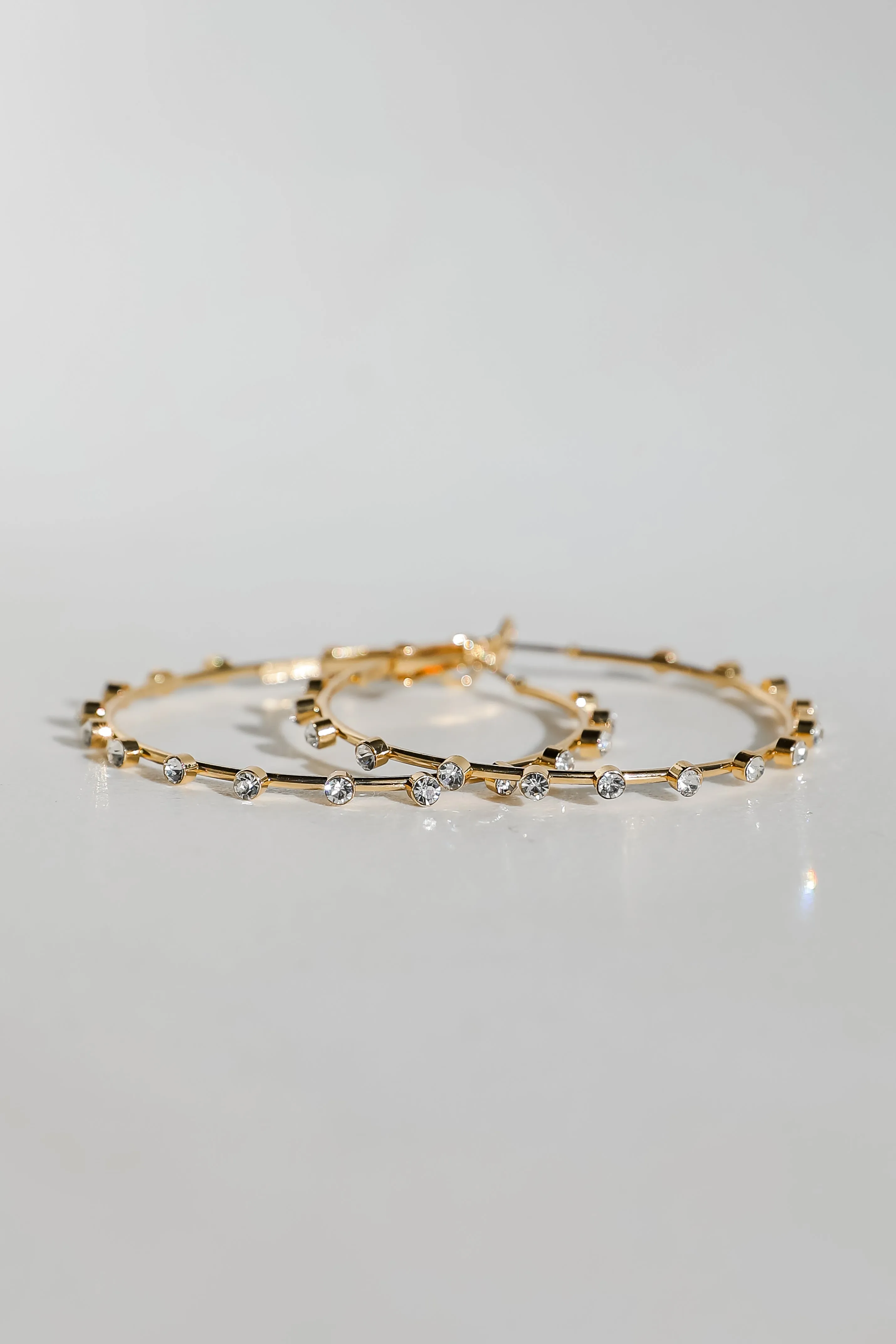 Caroline Gold Rhinestone Hoop Earrings