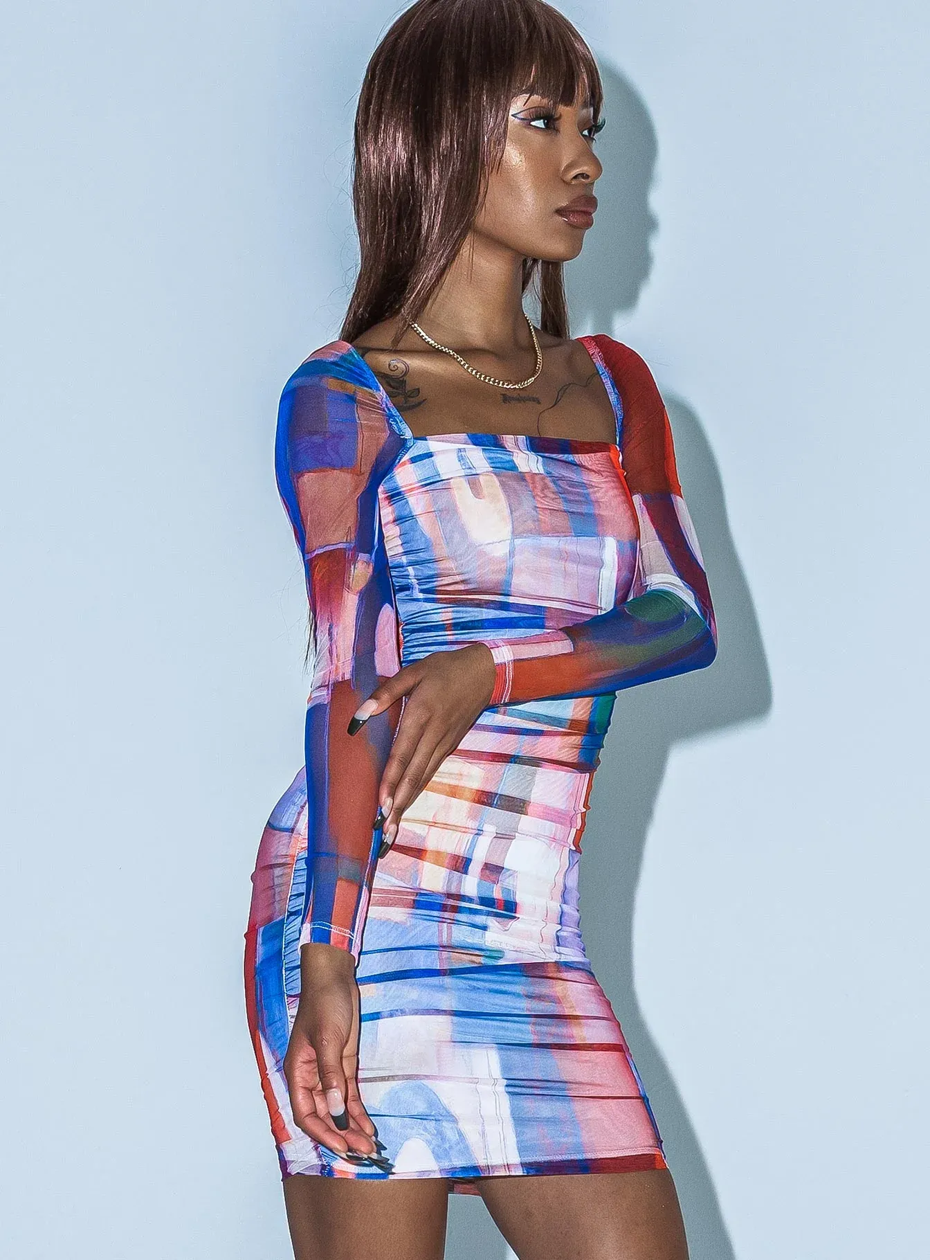 Charvi Long Sleeve Mini Dress Multi