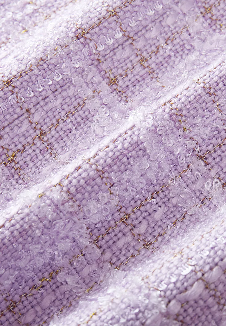 Checked Patch-pocket Braided-trim Dress