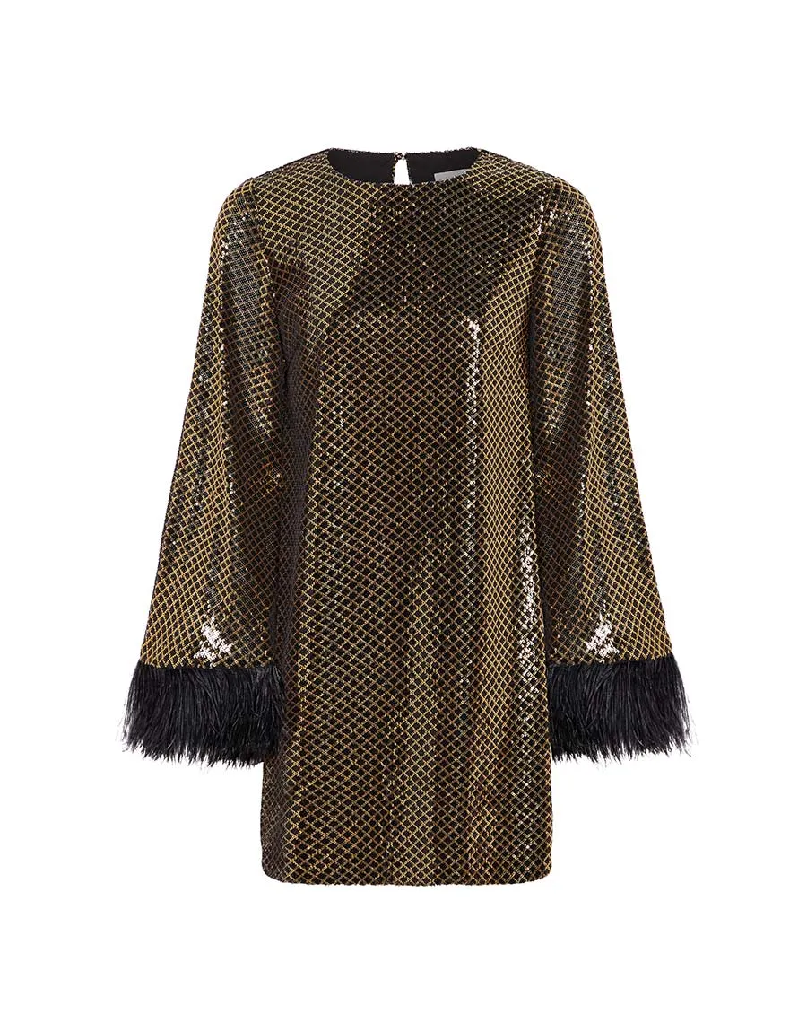 Cocoa Sequin Mini Dress - Gold / Black - SALE