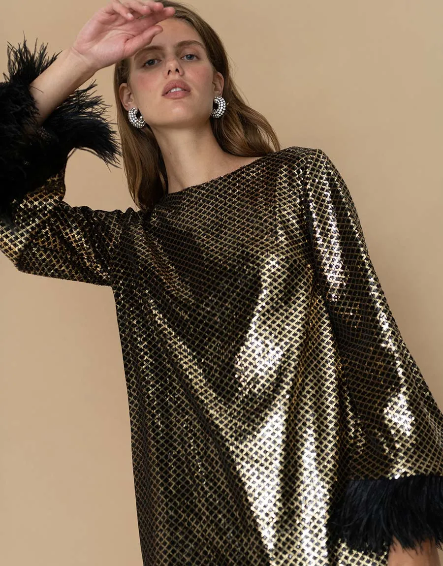 Cocoa Sequin Mini Dress - Gold / Black - SALE