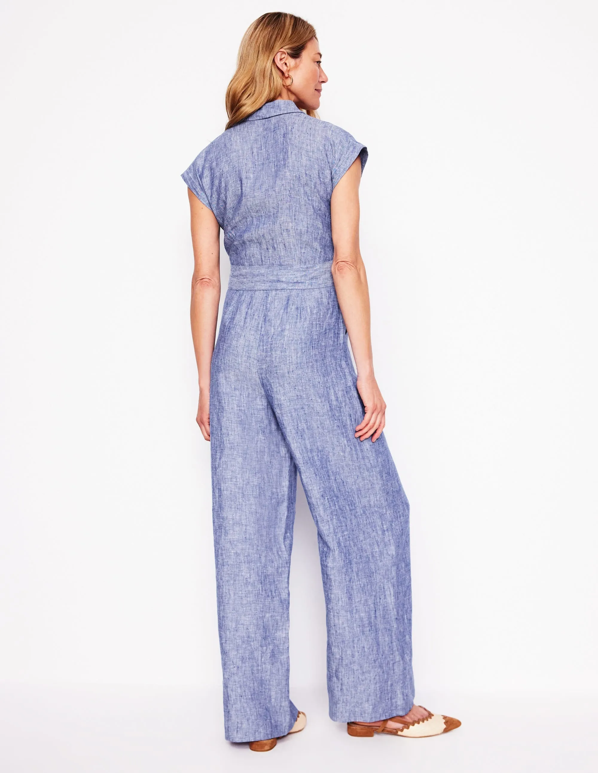 Colette Linen Jumpsuit-Authentic Blue Chambray