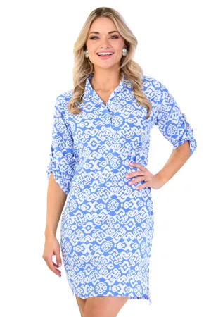 Day Tripper Dress / Cornflower Blue Geo