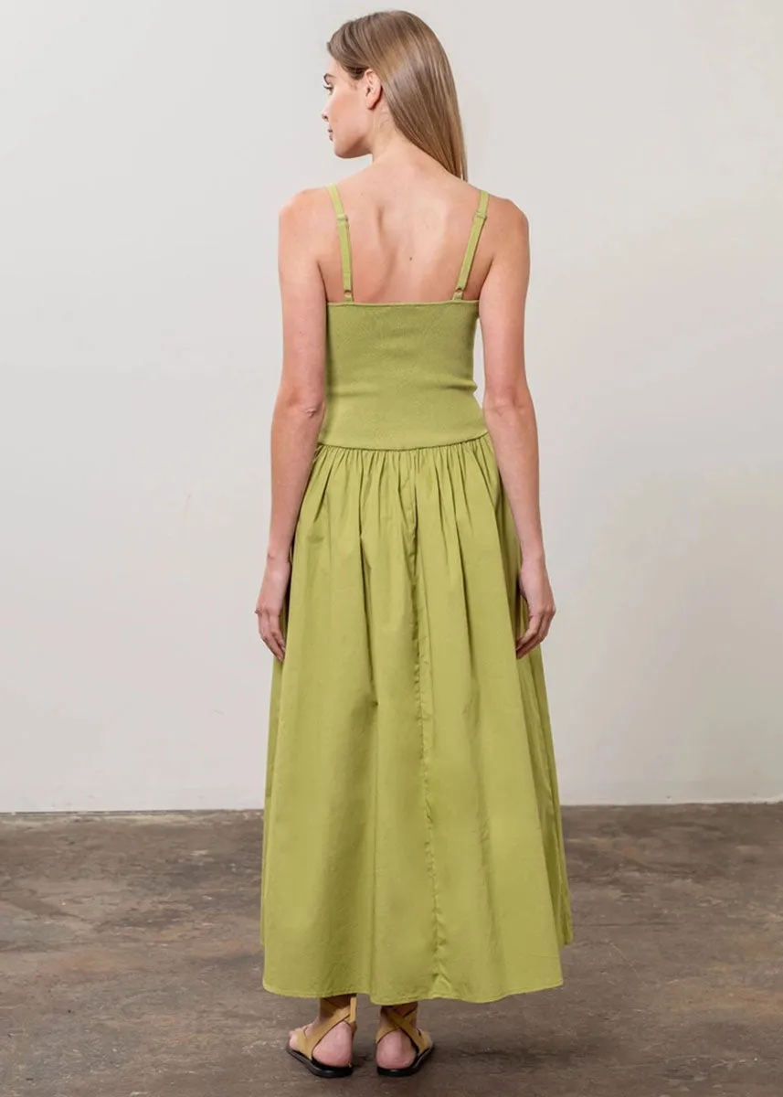 Eloise Woven Midi Dress - Green