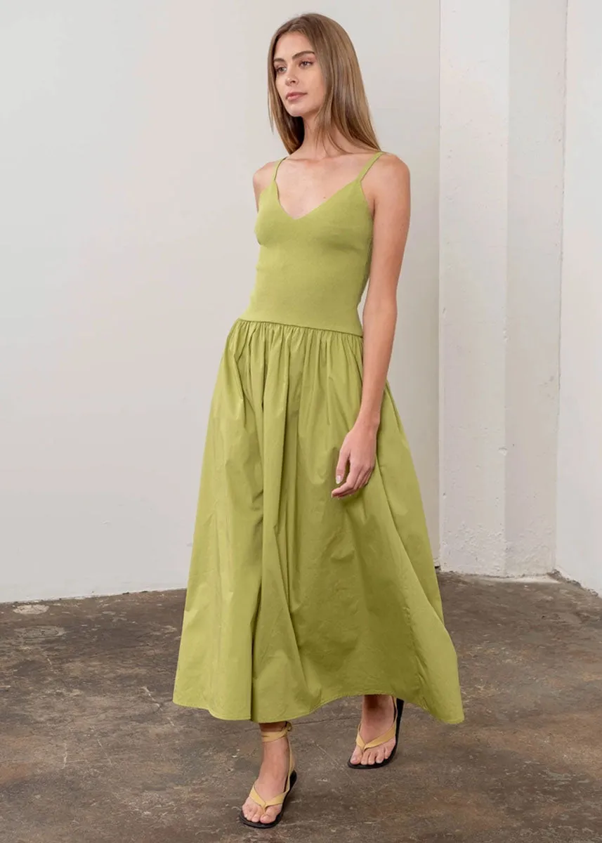 Eloise Woven Midi Dress - Green
