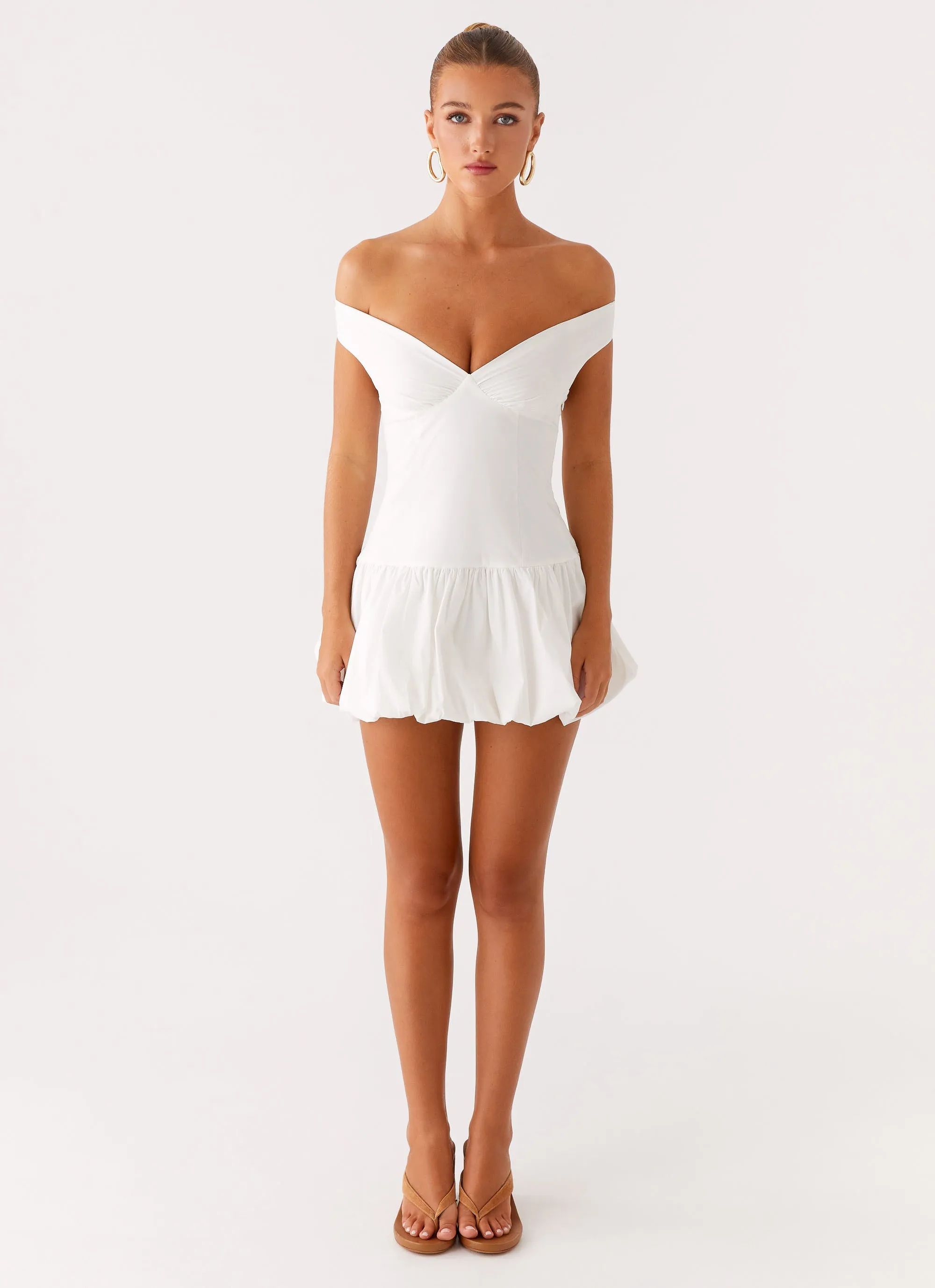 Endless Romance Off Shoulder Mini Dress - White