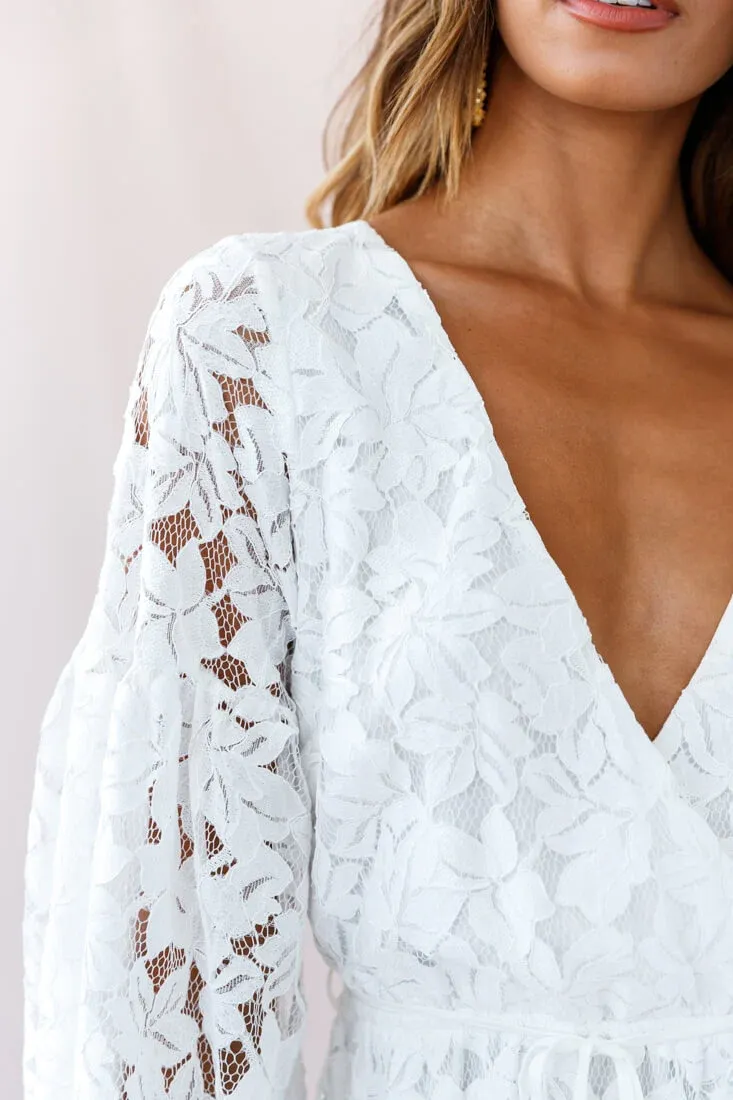 Ever After Keyhole Back Lace Dress White