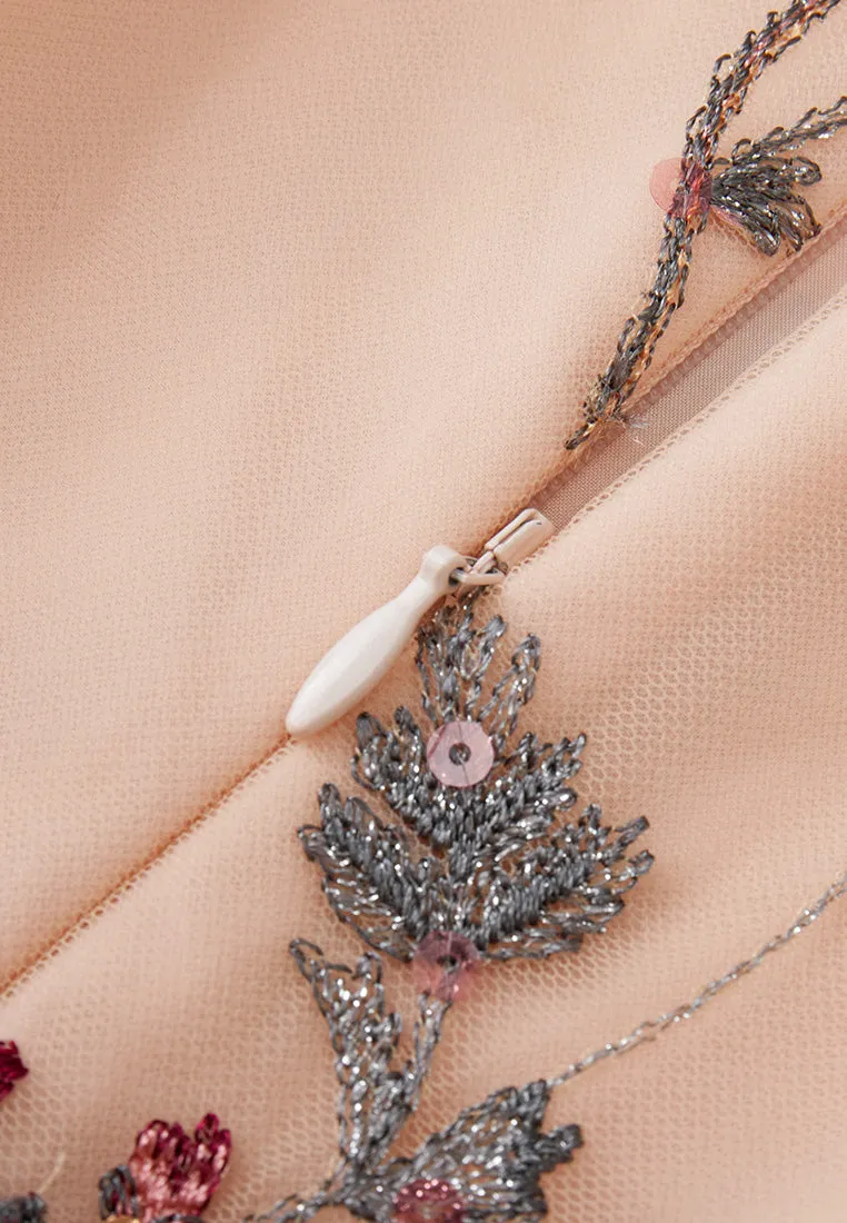 Fantasy Forest Embroidered Mesh Dress
