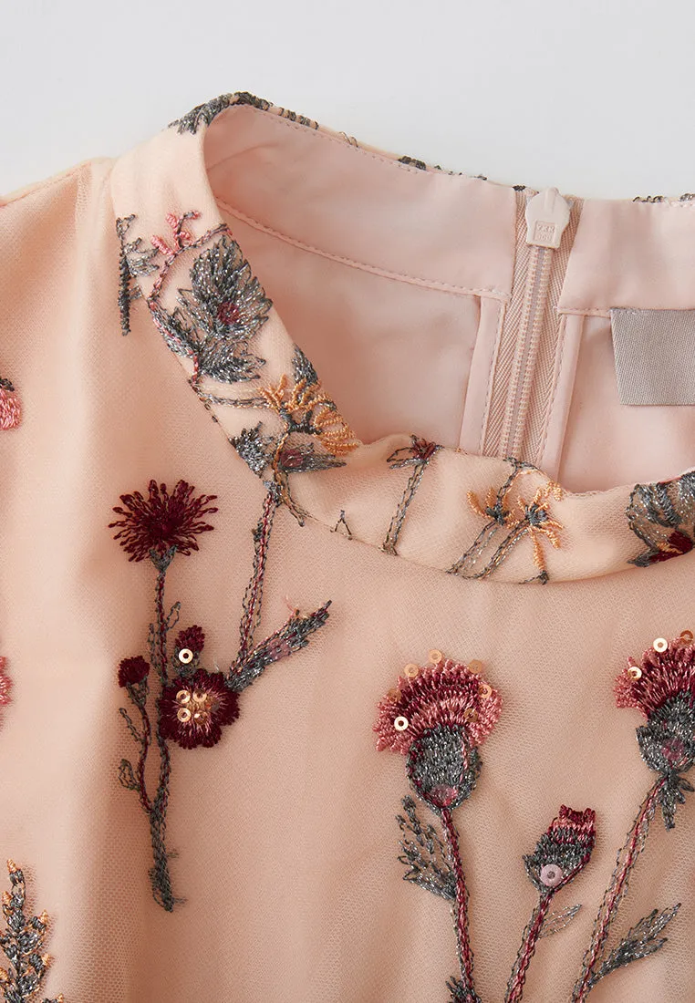 Fantasy Forest Embroidered Mesh Dress