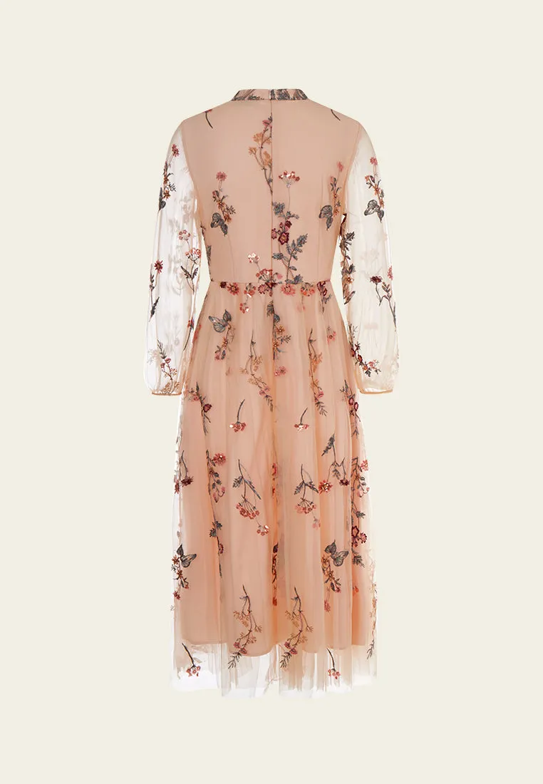 Fantasy Forest Embroidered Mesh Dress