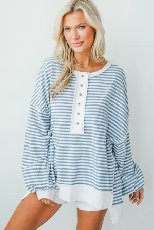 FINAL SALE - Enviably Cozy Striped Oversized Waffle Knit Top