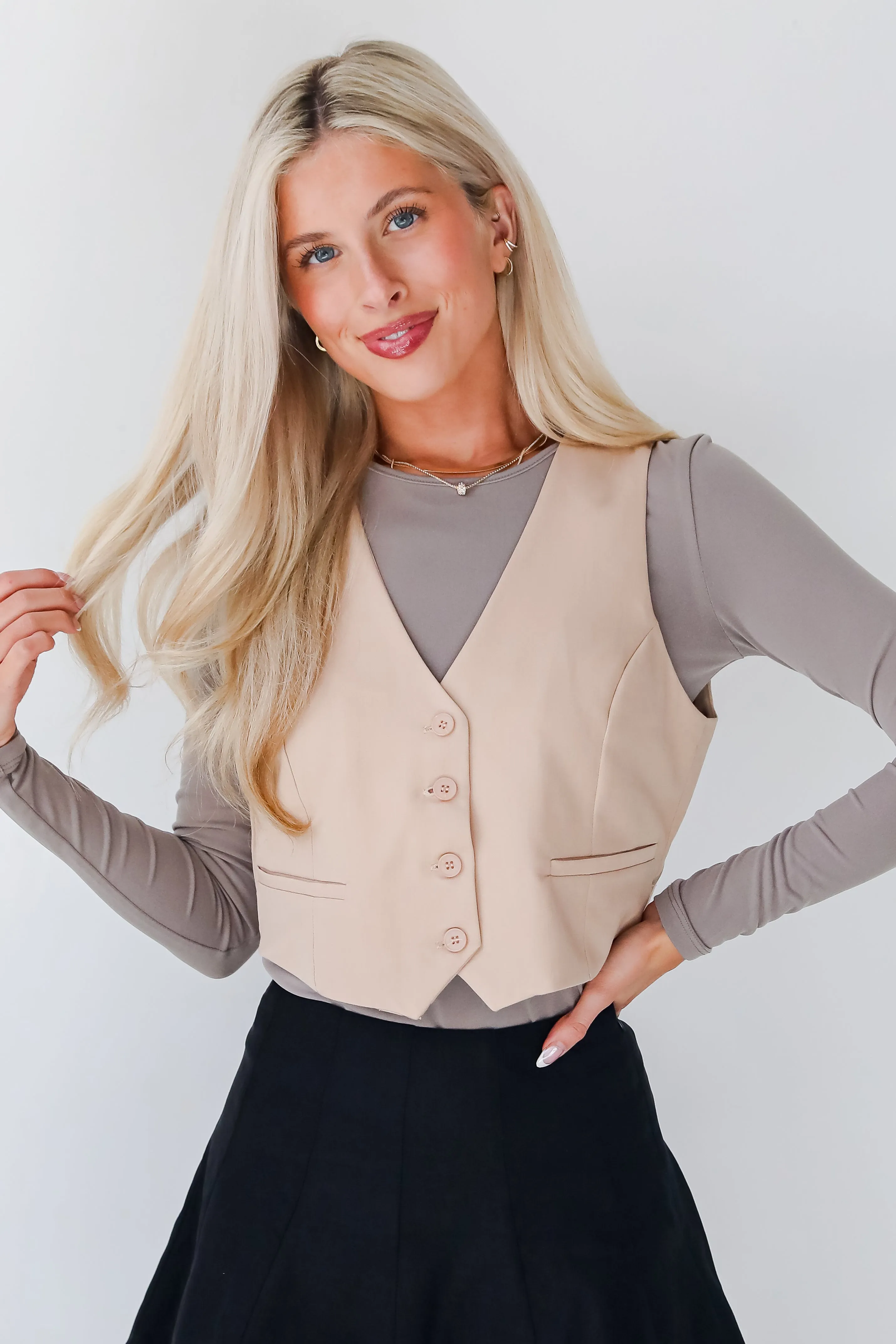FINAL SALE - Iconic Experience Beige Vest - DOORBUSTER