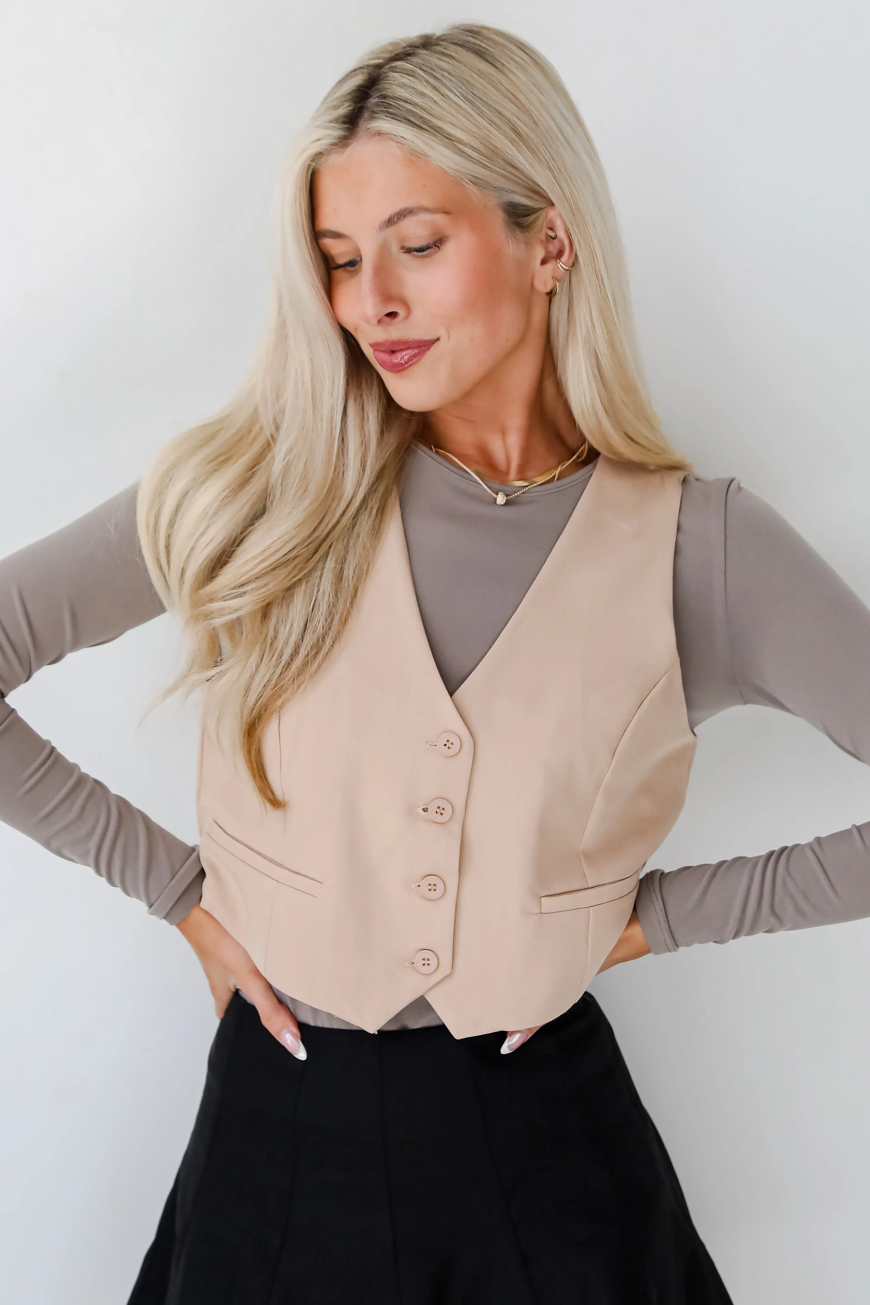 FINAL SALE - Iconic Experience Beige Vest - DOORBUSTER