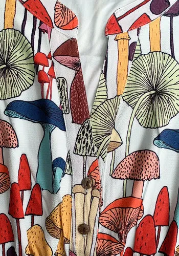 French Cafe Dress in Multi Shrooms - Plus