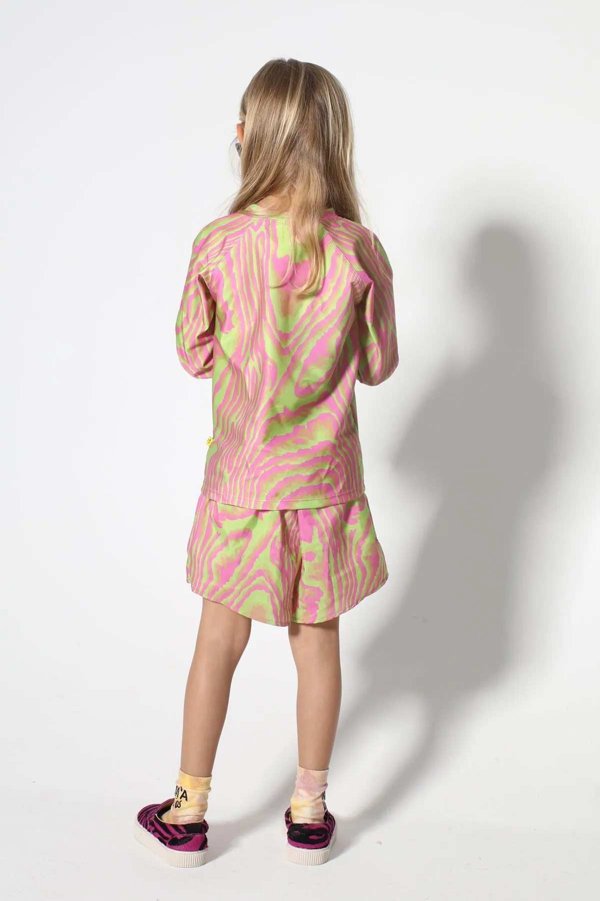 GREEN AND PINK SWIMWEAR LONG SLEEVE TOP