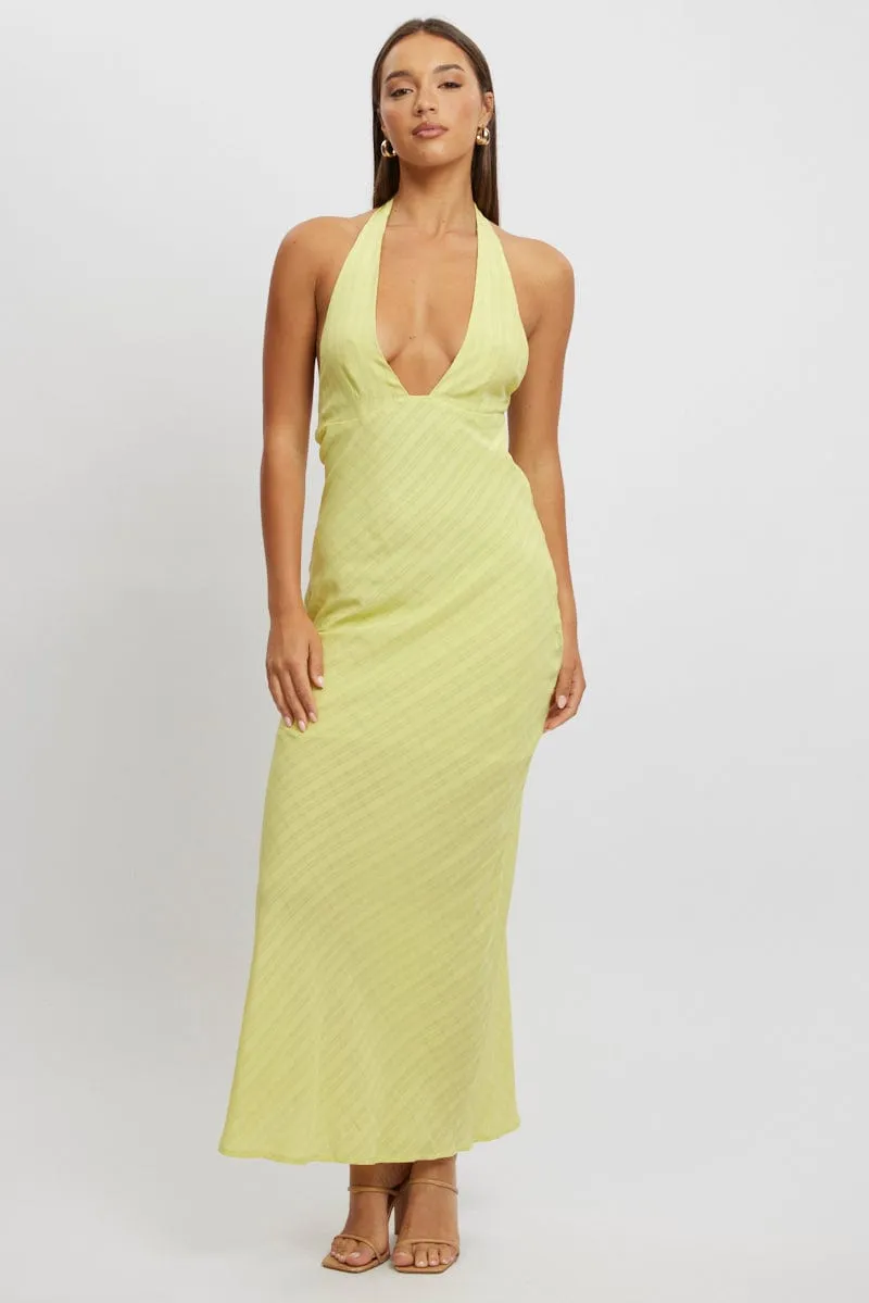 Green Halter Neck Maxi Dress