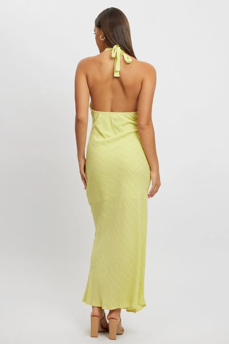 Green Halter Neck Maxi Dress