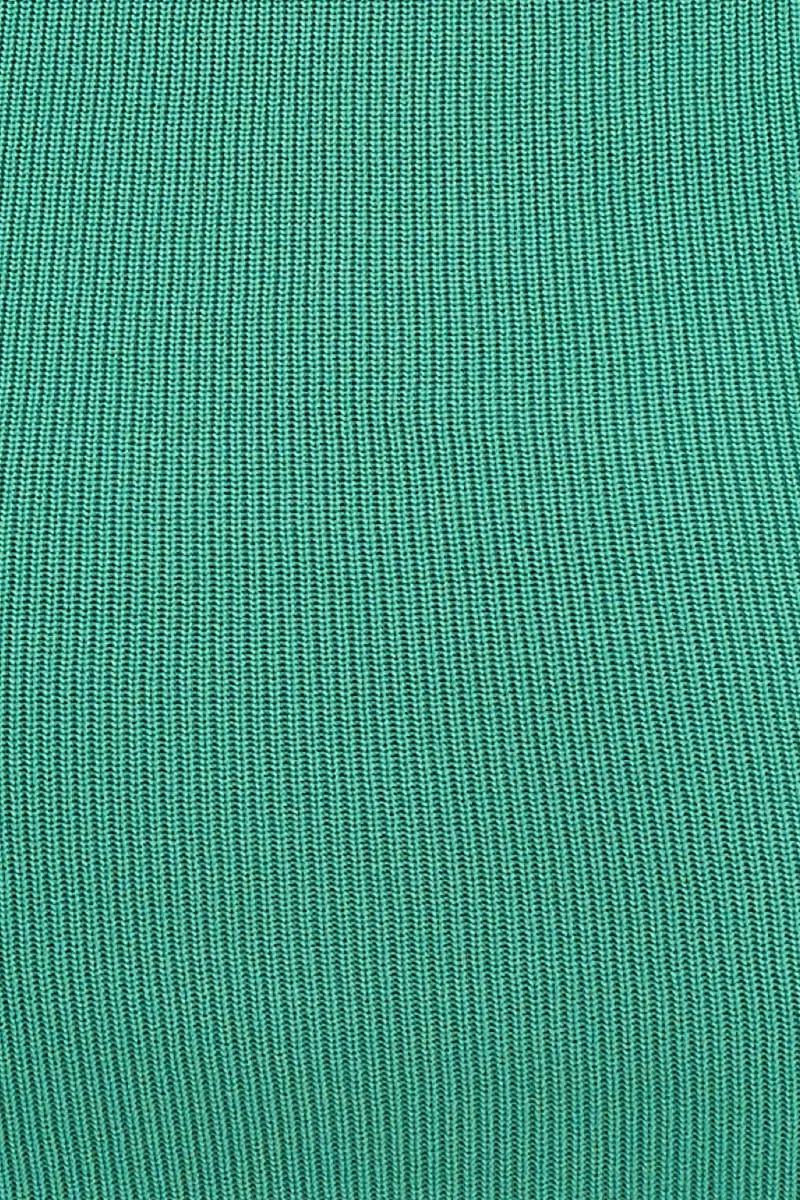 Green Knit Dress Mini Round Neck