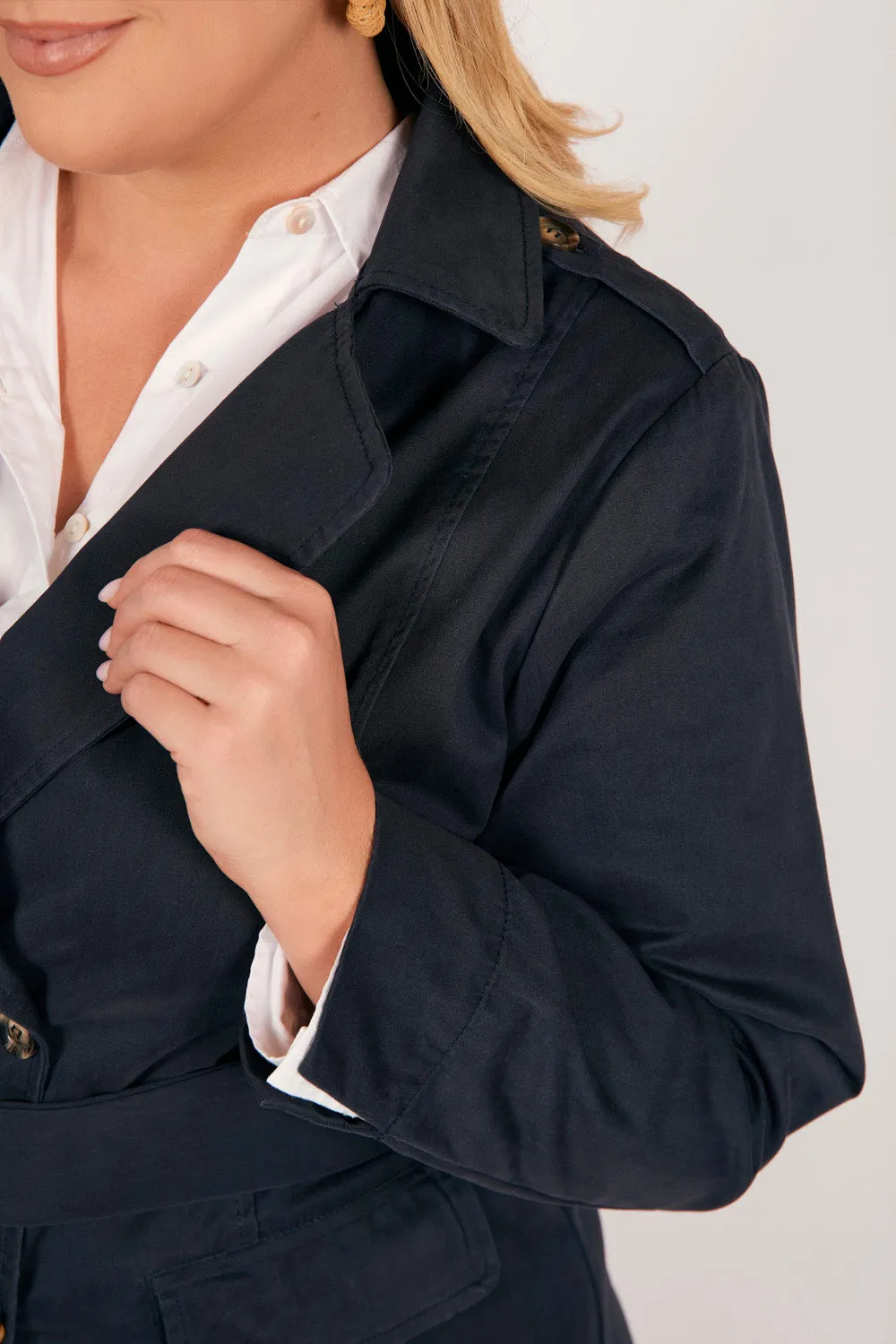 Hailey Trench Coat in Navy