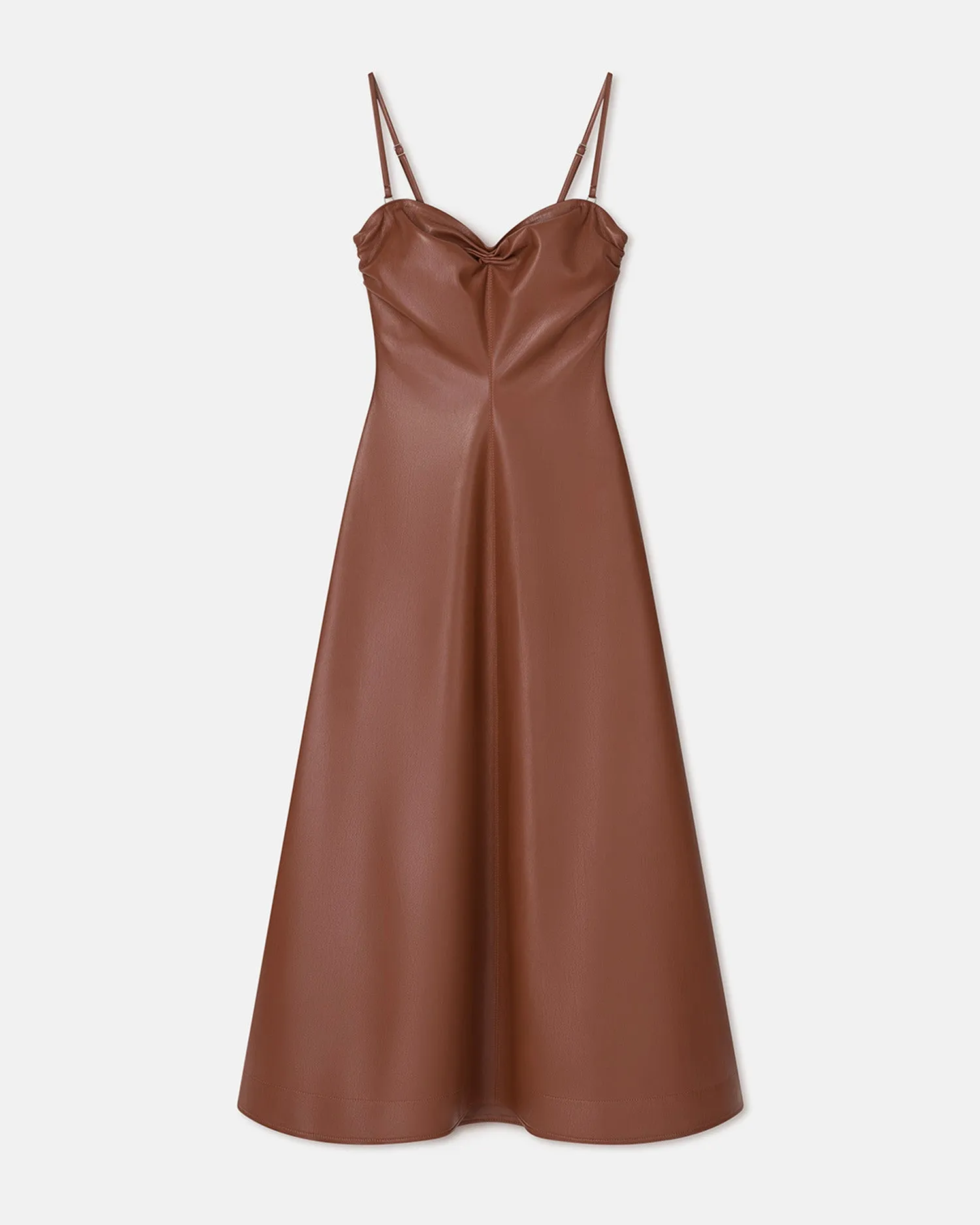 Iwona - Okobor™ Alt-Leather Midi Dress - Henna/Black