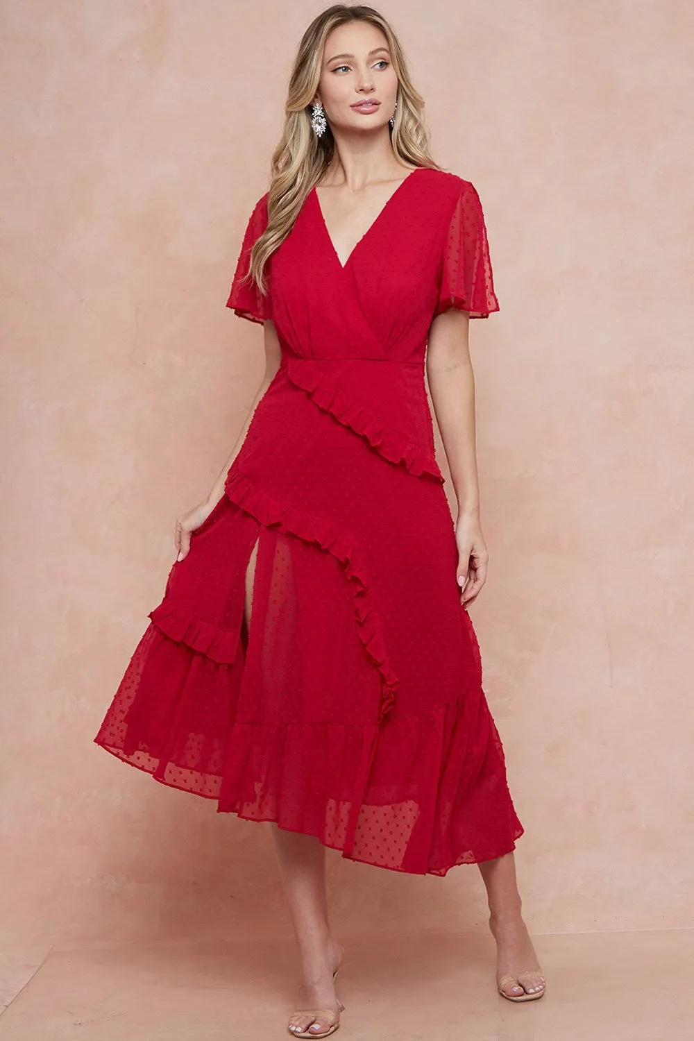 Janelle Dress in Berry Red