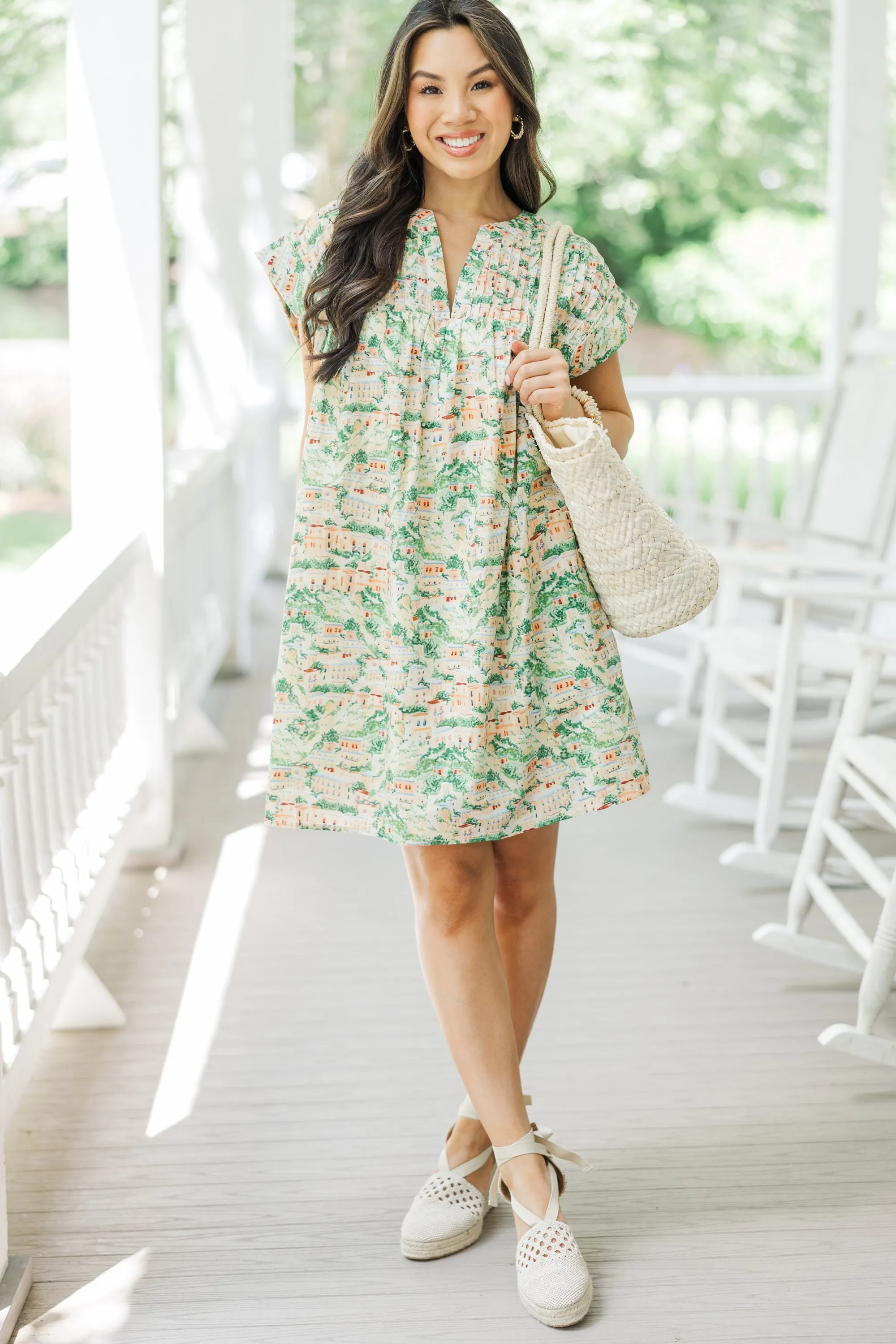Live The Life Green Toile Dress