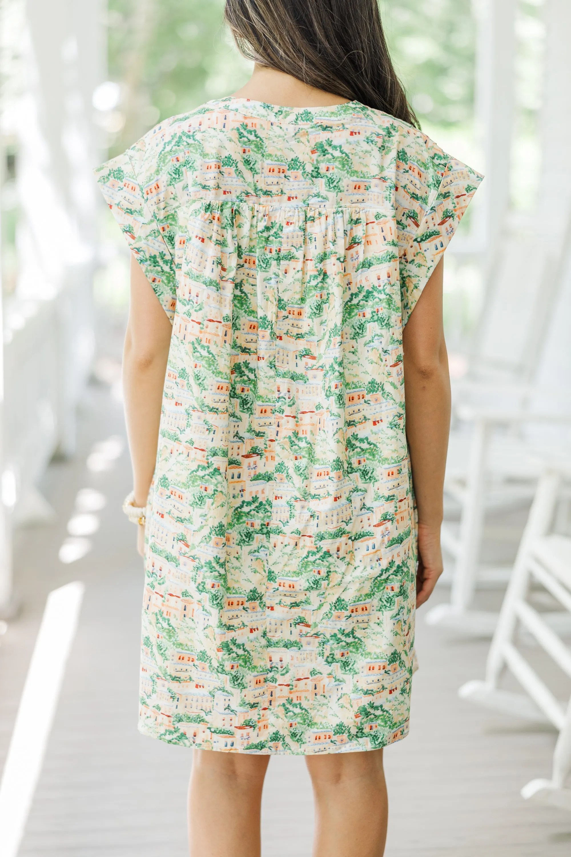 Live The Life Green Toile Dress