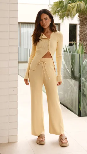 Lyra Ribbed Pants - Yellow