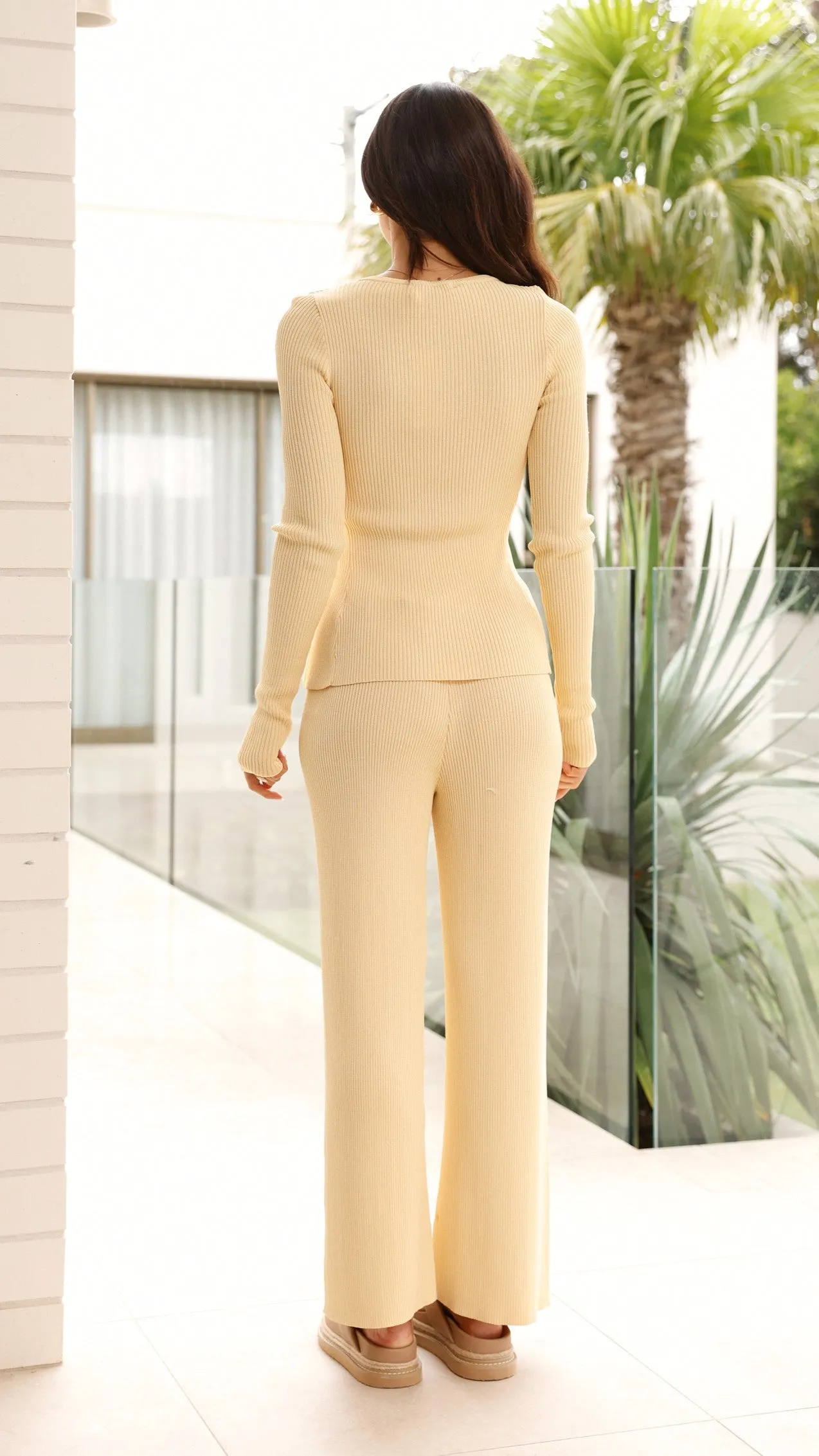 Lyra Ribbed Pants - Yellow
