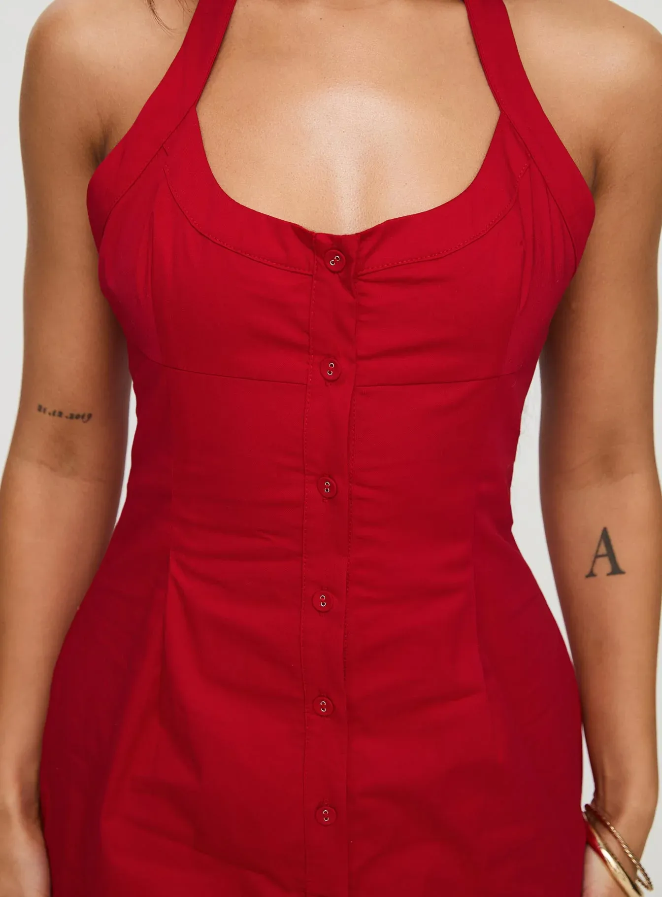 Mallorie Halter Mini Dress Red Petite