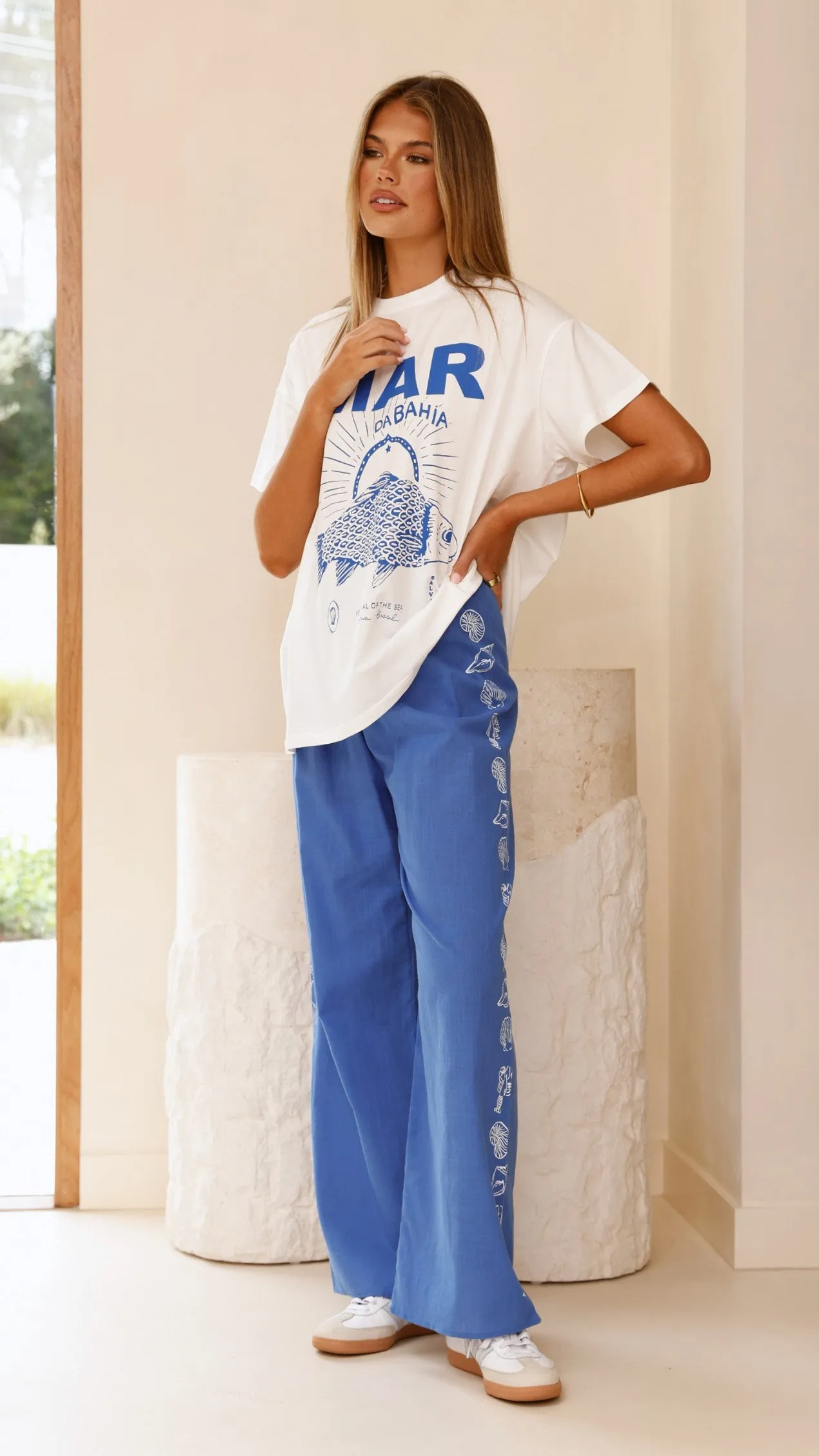 Mar Da Bahia Top and Pants Set - White/Blue