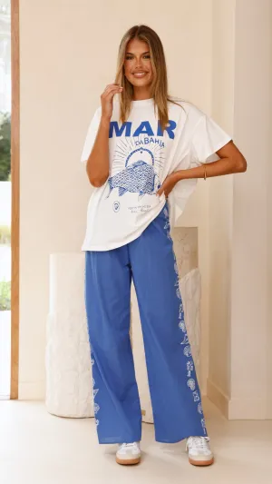 Mar Da Bahia Top and Pants Set - White/Blue